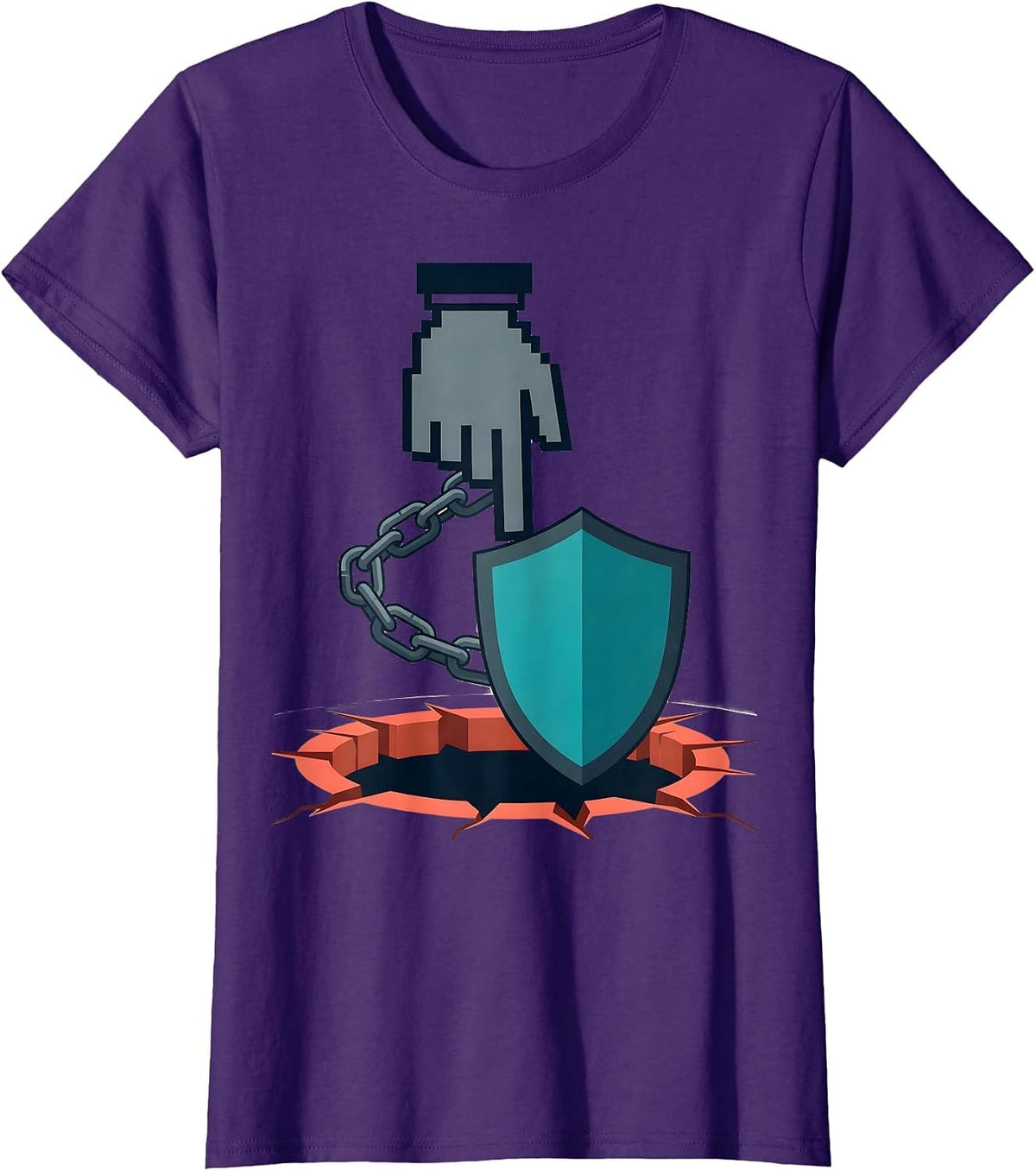 Women's Cursor Hand Shield Cybersecurity IT Security Humor T-Shirt - Purple