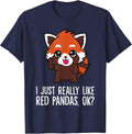 I Just Really Like Red Pandas, Ok? Funny Red Panda T-Shirt - Navy Blue