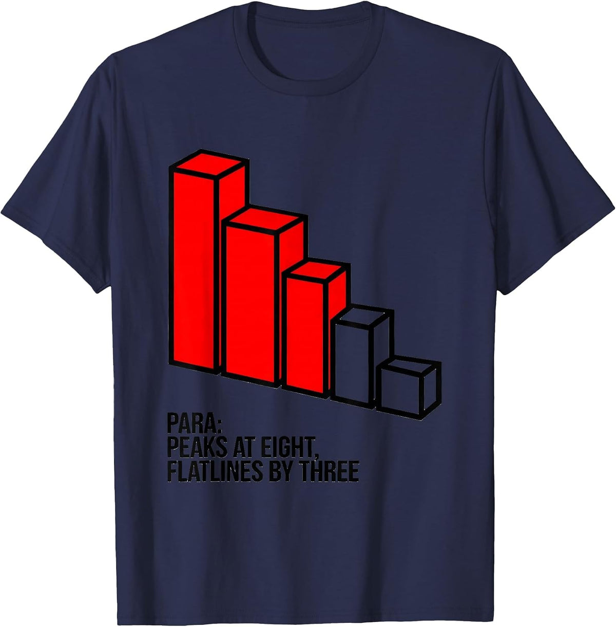 Men's Para Peaks At Eight Flatlines By Three Funny Paraeducator T-Shirt - Navy Blue