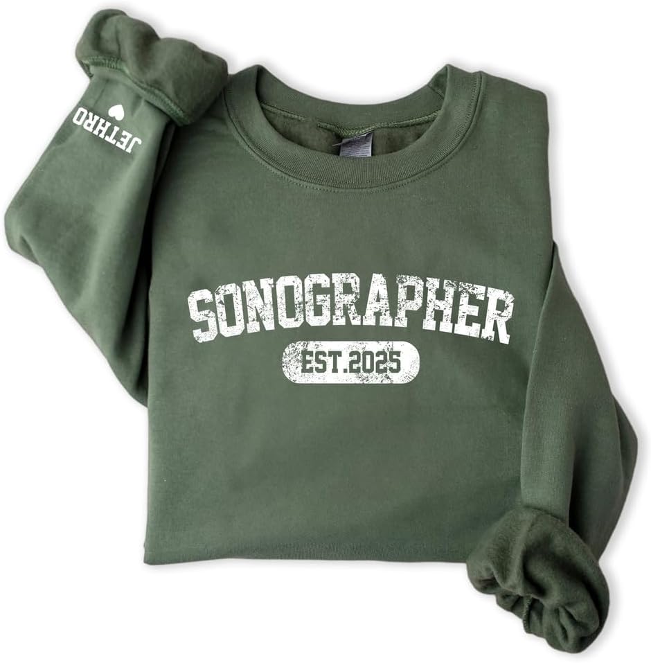 Medical Specialist Sweatshirt with Name, Personalized Allied Health Crewneck Gift for Healthcare Workers - Sonographer