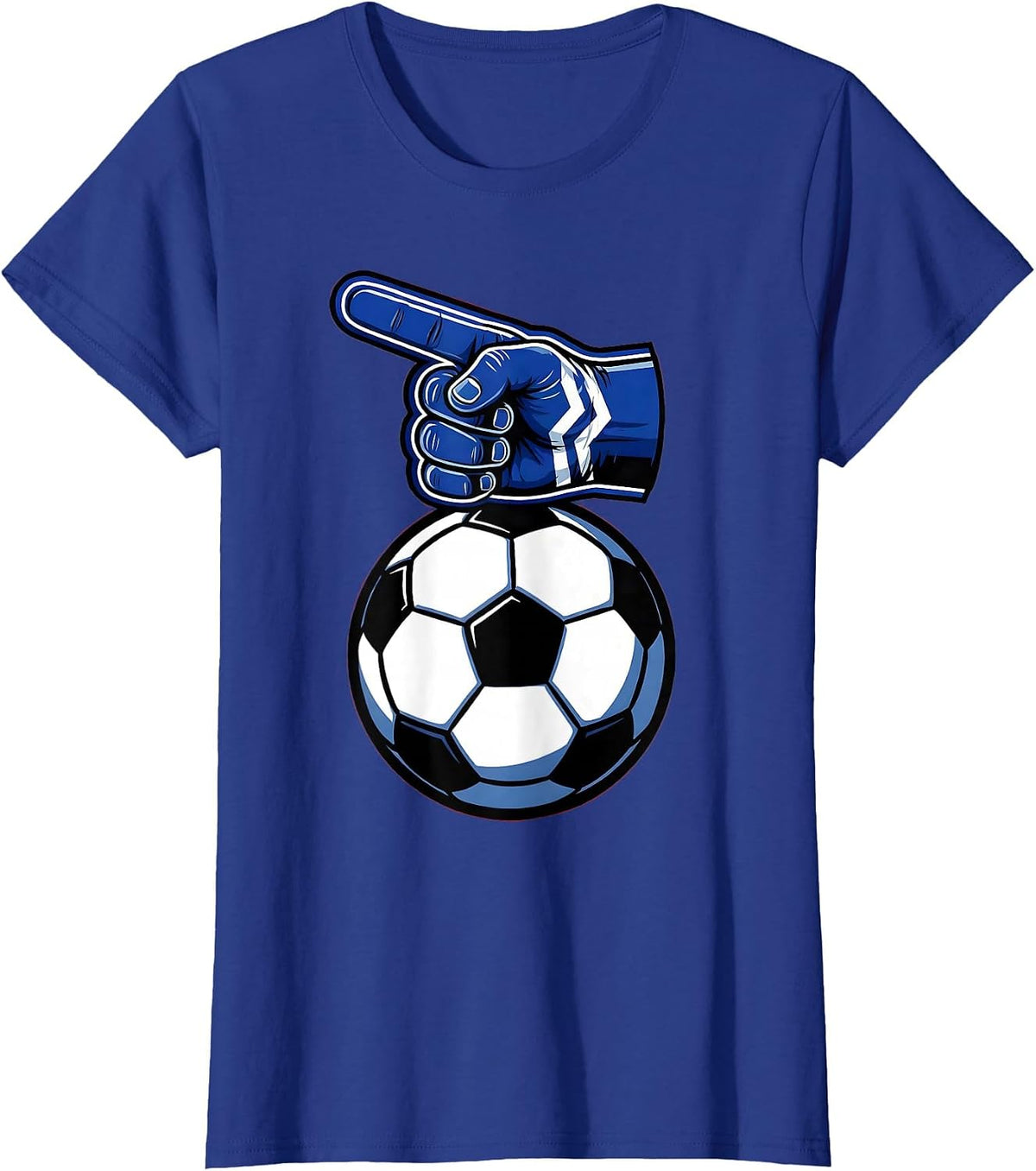 Women's Soccer Dad Foam Finger Graphic Tee T-Shirt - Royal Blue