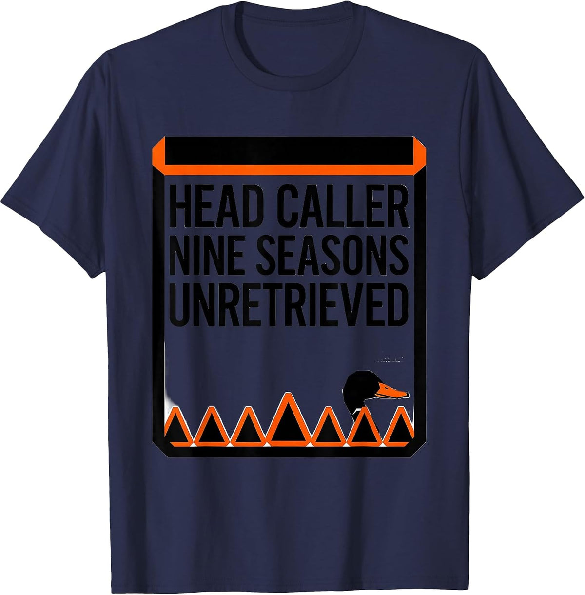 Men's Head Caller Nine Seasons Unretrieved Geometric Duck Hunter T-Shirt - Navy Blue
