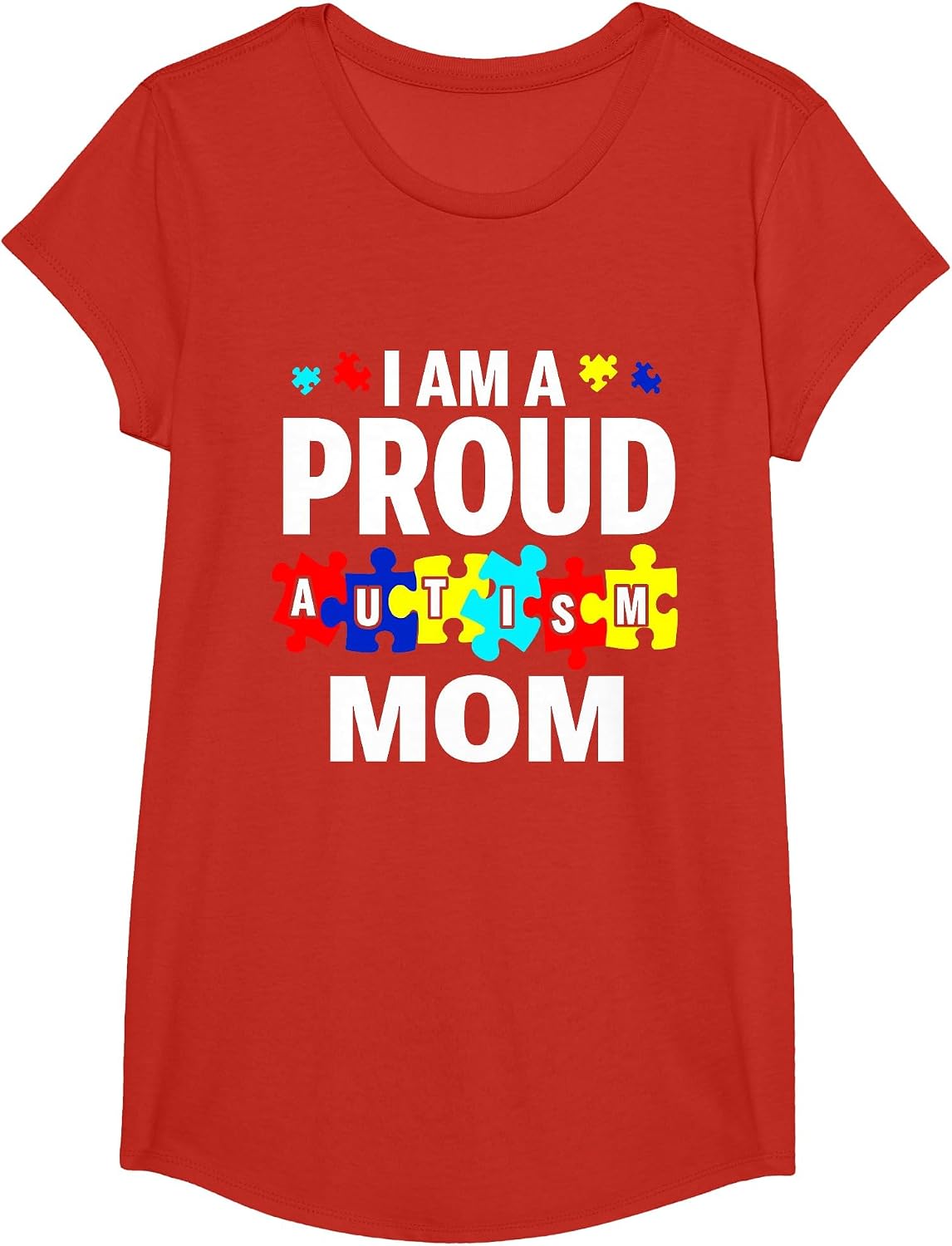 I'm A Proud Autism Mom Autism Awareness T-Shirt - Girls Red