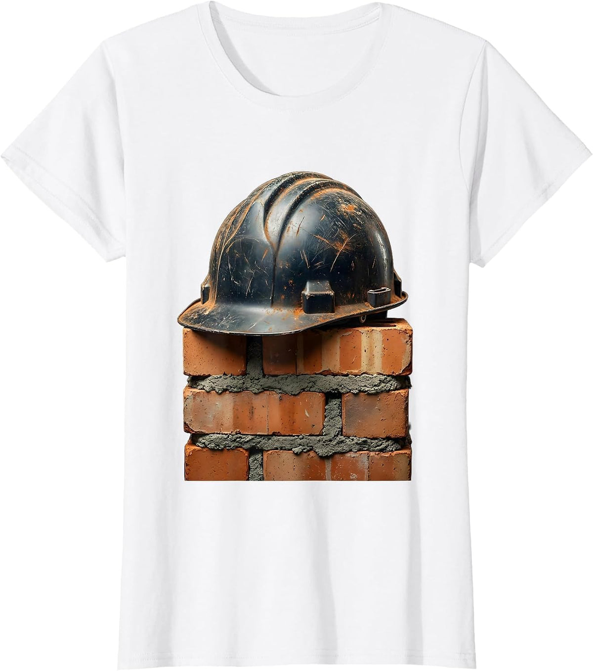 Women's Mason 67 Vintage Hard Hat and Bricks Graphic T-Shirt - White