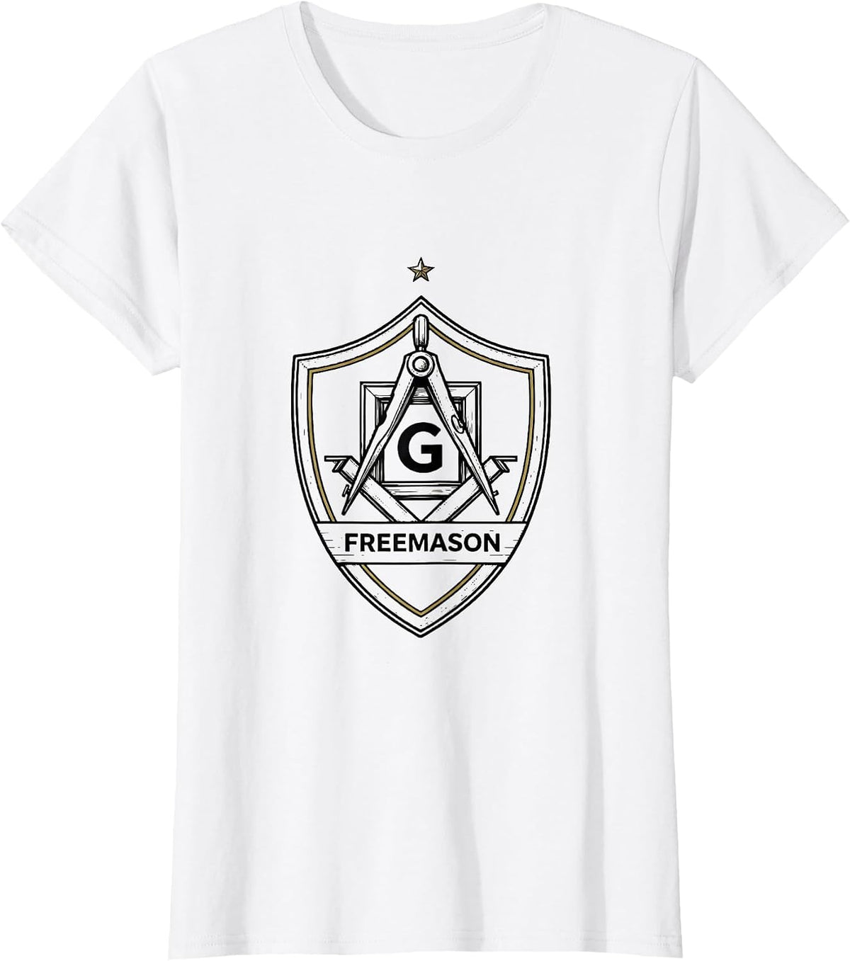 Freemason Square And Compass Fraternal Pride Line Art T-Shirt - White