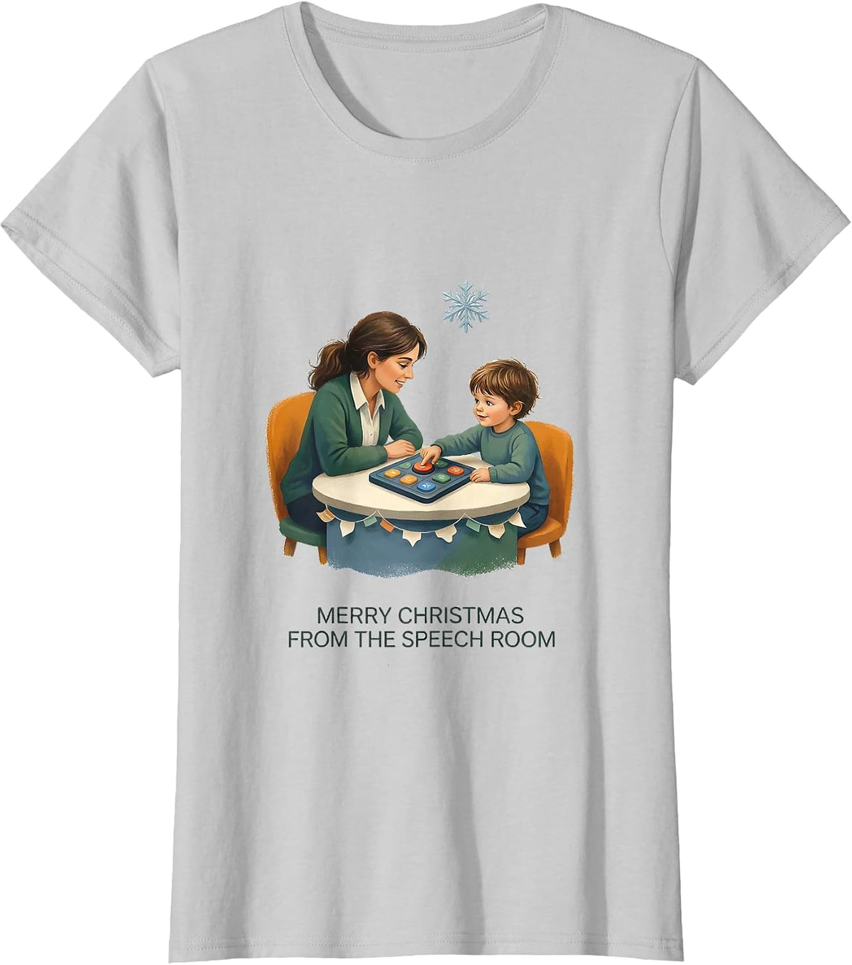 Merry Christmas From The Speech Room Retro Groovy SLP Gift T-Shirt - Silver Grey