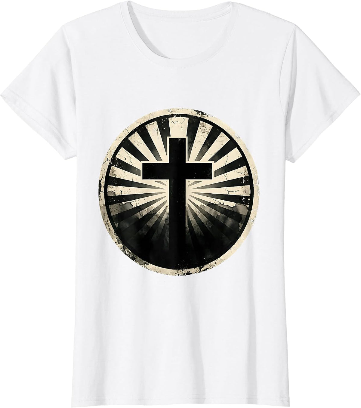 Faith Over Fear Cross Casting Light Into Darkness T-Shirt - White