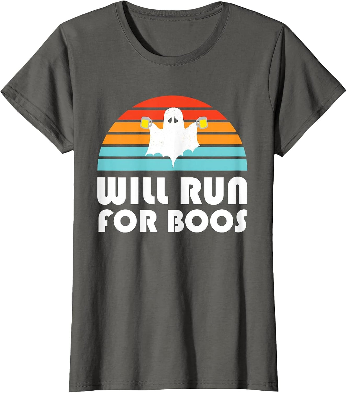 Halloween Running Will Run for Boos Beer T-Shirt - Asphalt Grey