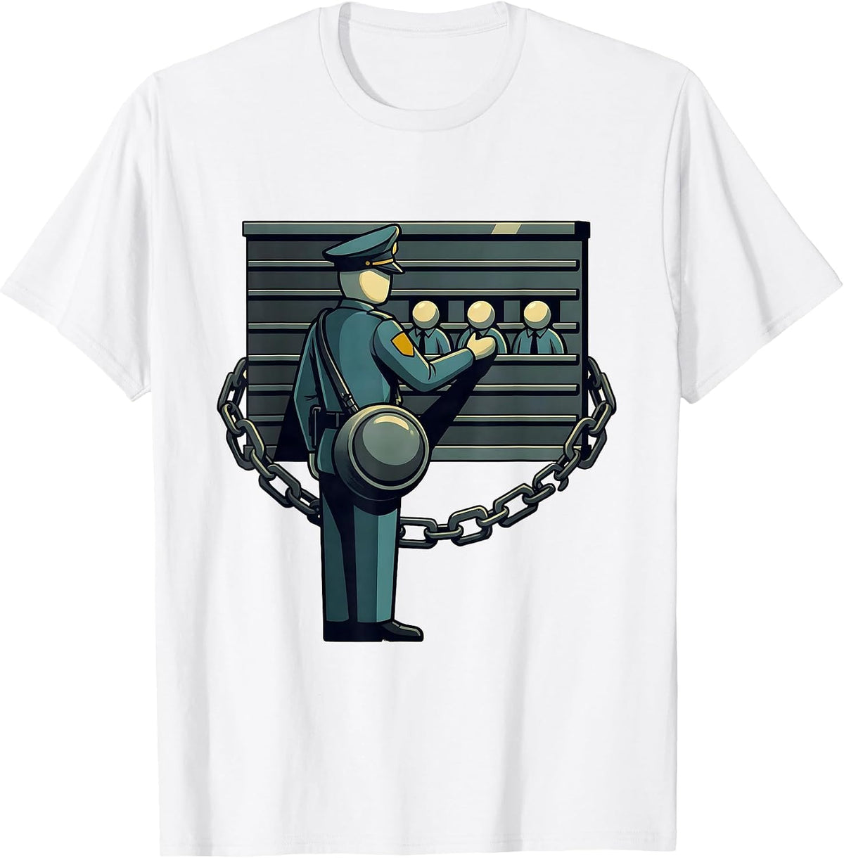Men's Uniformed Officer Sorting Funny Police Officer Gift T-Shirt - White