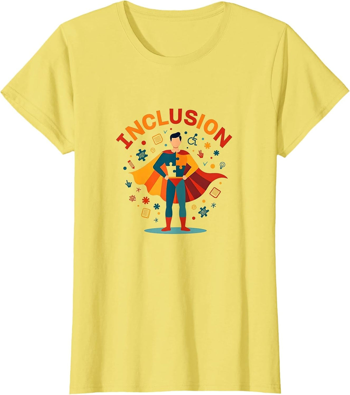 Inclusion Teacher Superhero Gift Special Education T-Shirt - Lemon Yellow