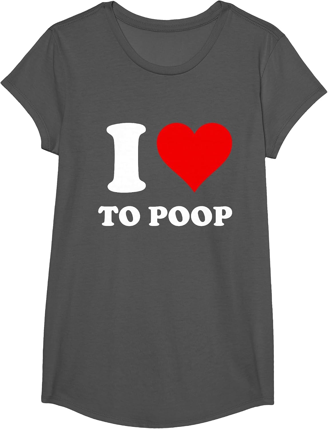 I Love to Poop T-Shirt - Girls Asphalt Grey