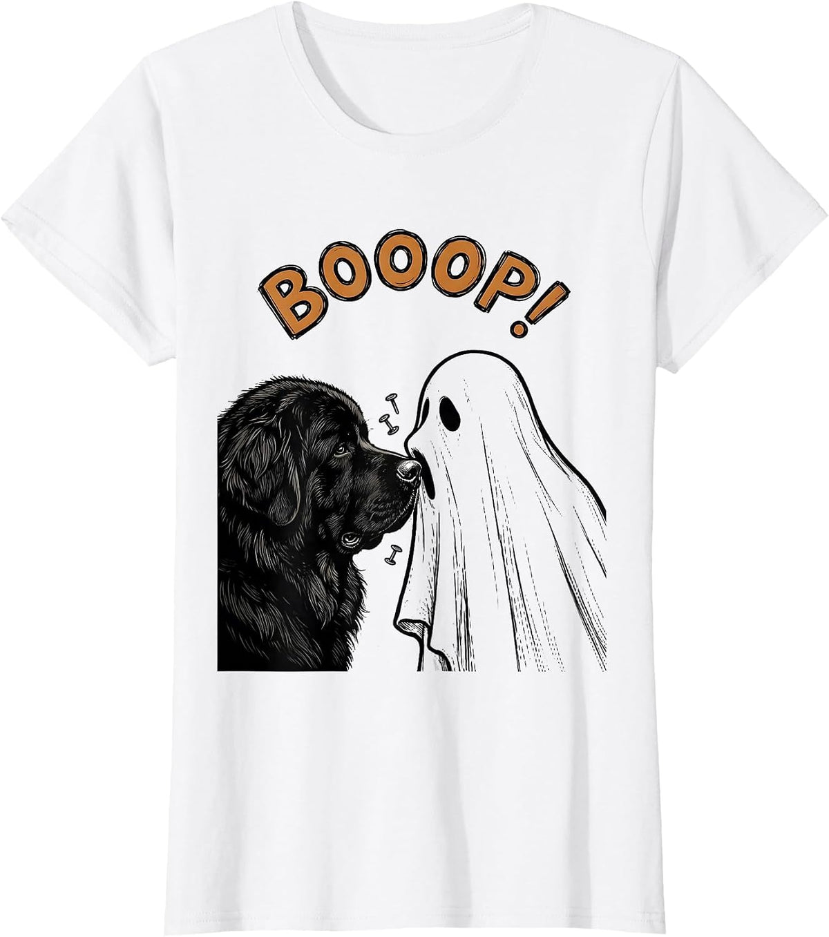 Booop! Funny Ghost Dog Mom Halloween Newfoundland Dog Lover T-Shirt - White
