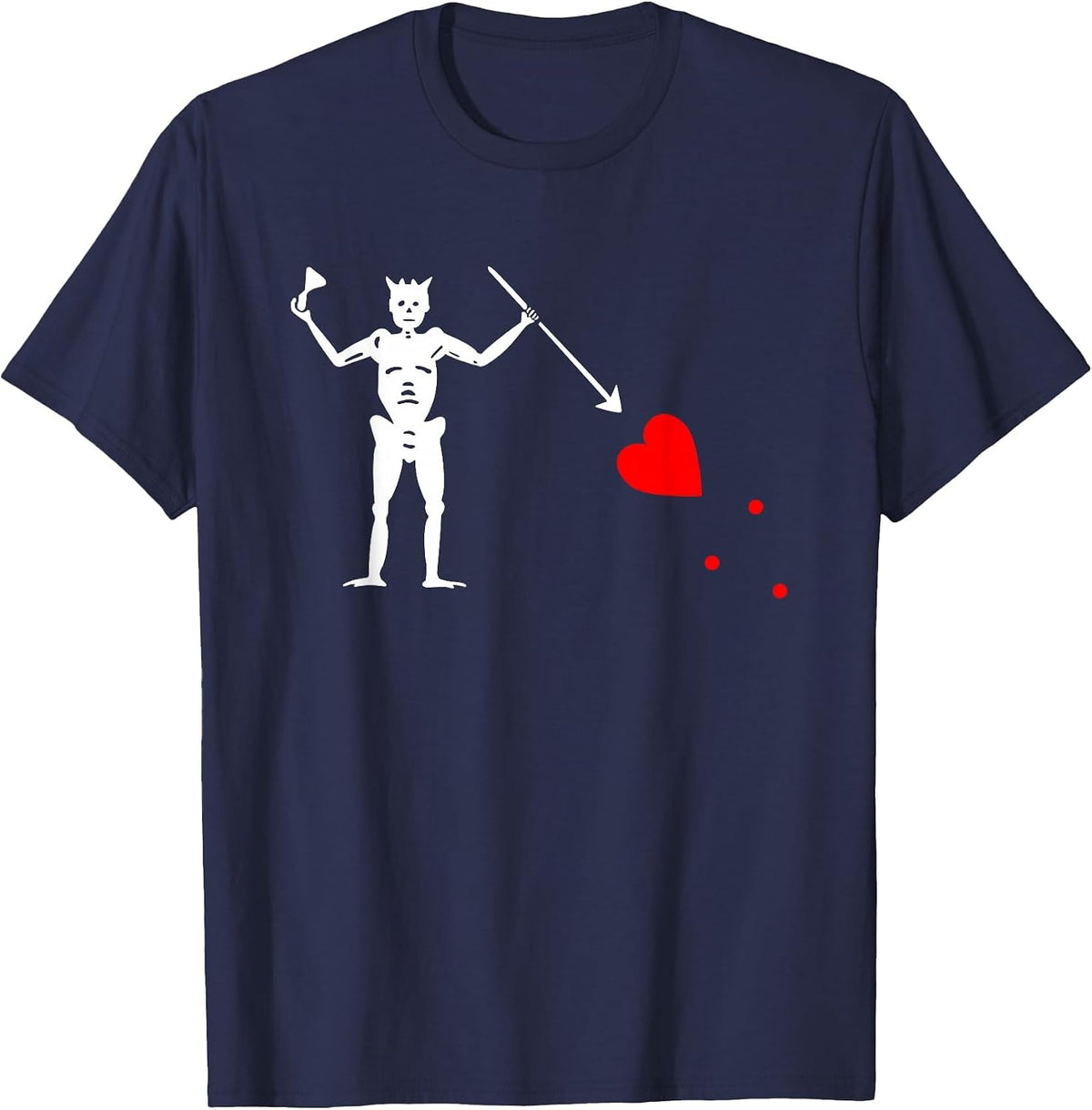 Blackbeard Pirate Flag Jolly Roger Skeleton Halloween T-Shirt - Navy Blue