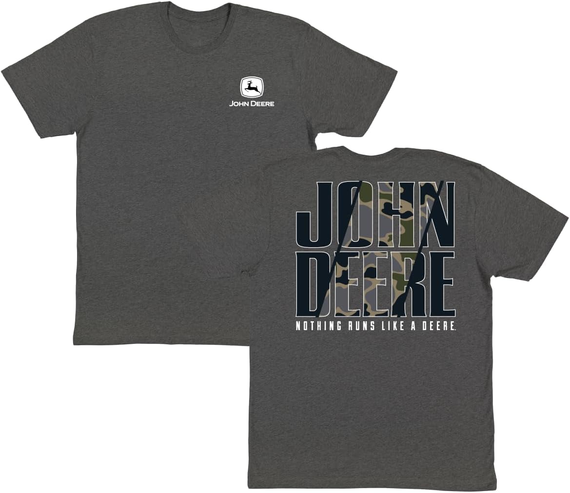 John Deere Men's Camo Logo T-Shirt, Short Sleeve - Dark Heather