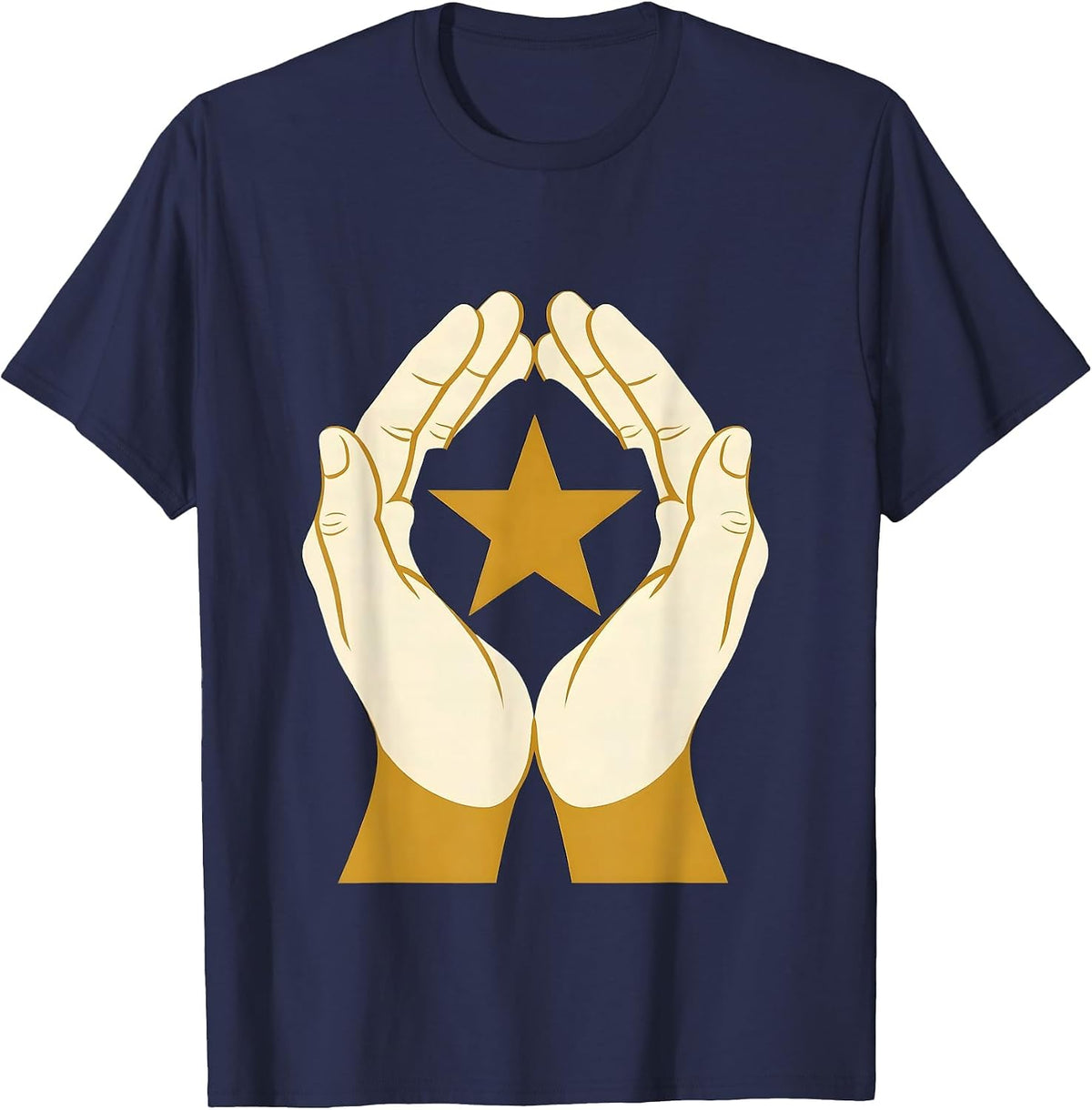 Paraprofessional Cupping Glowing Star Illustration T-Shirt - Navy Blue