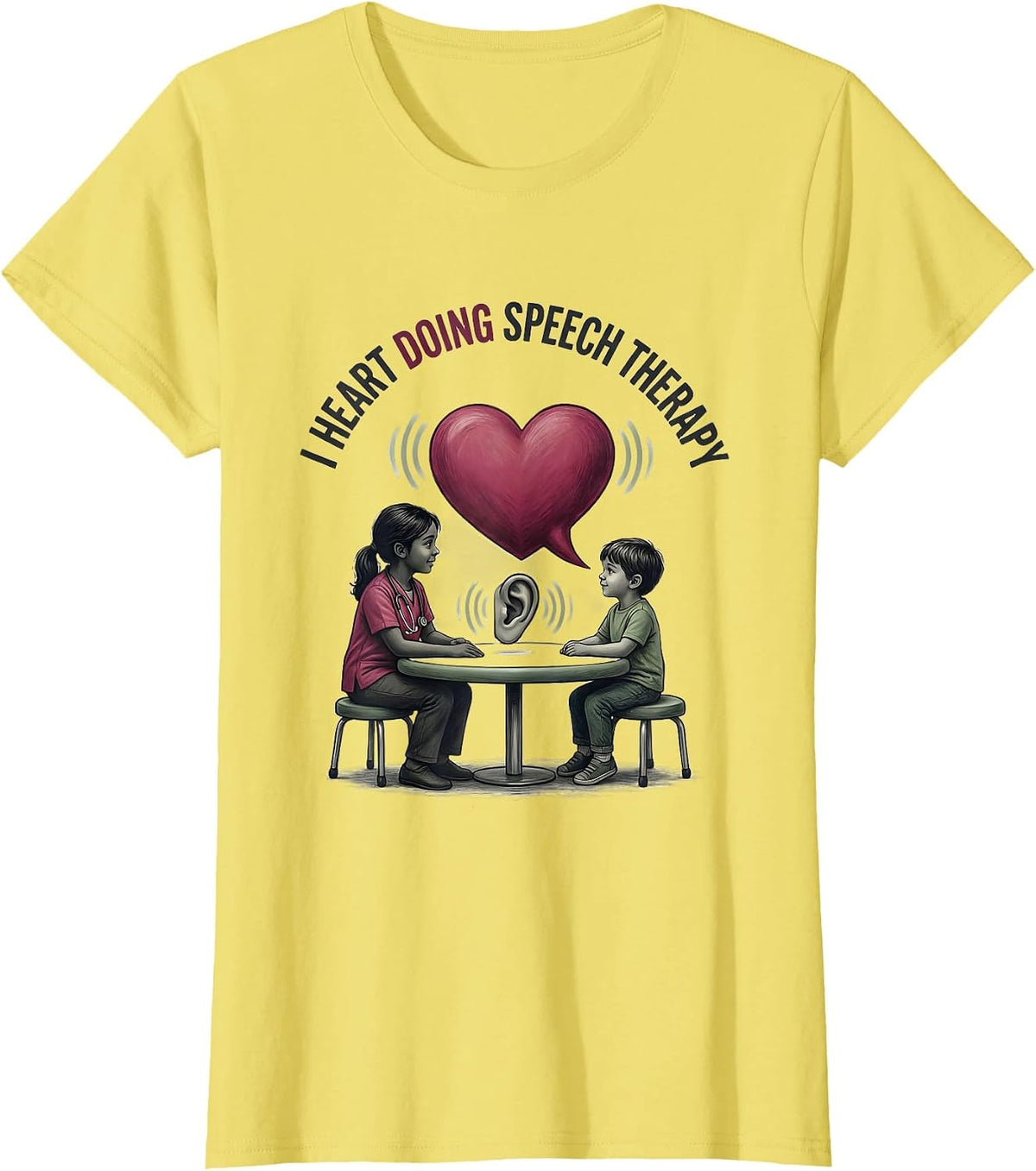 I Heart Doing Speech Therapy Warm Valentine's Day SLP T-Shirt - Lemon Yellow