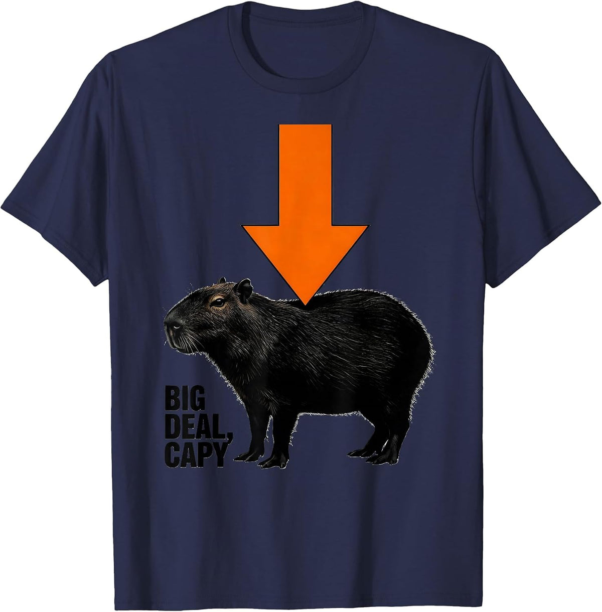 Men's Big Deal, Capy Brutalist Graphic Funny Capybara Meme Gamer T-Shirt - Navy Blue
