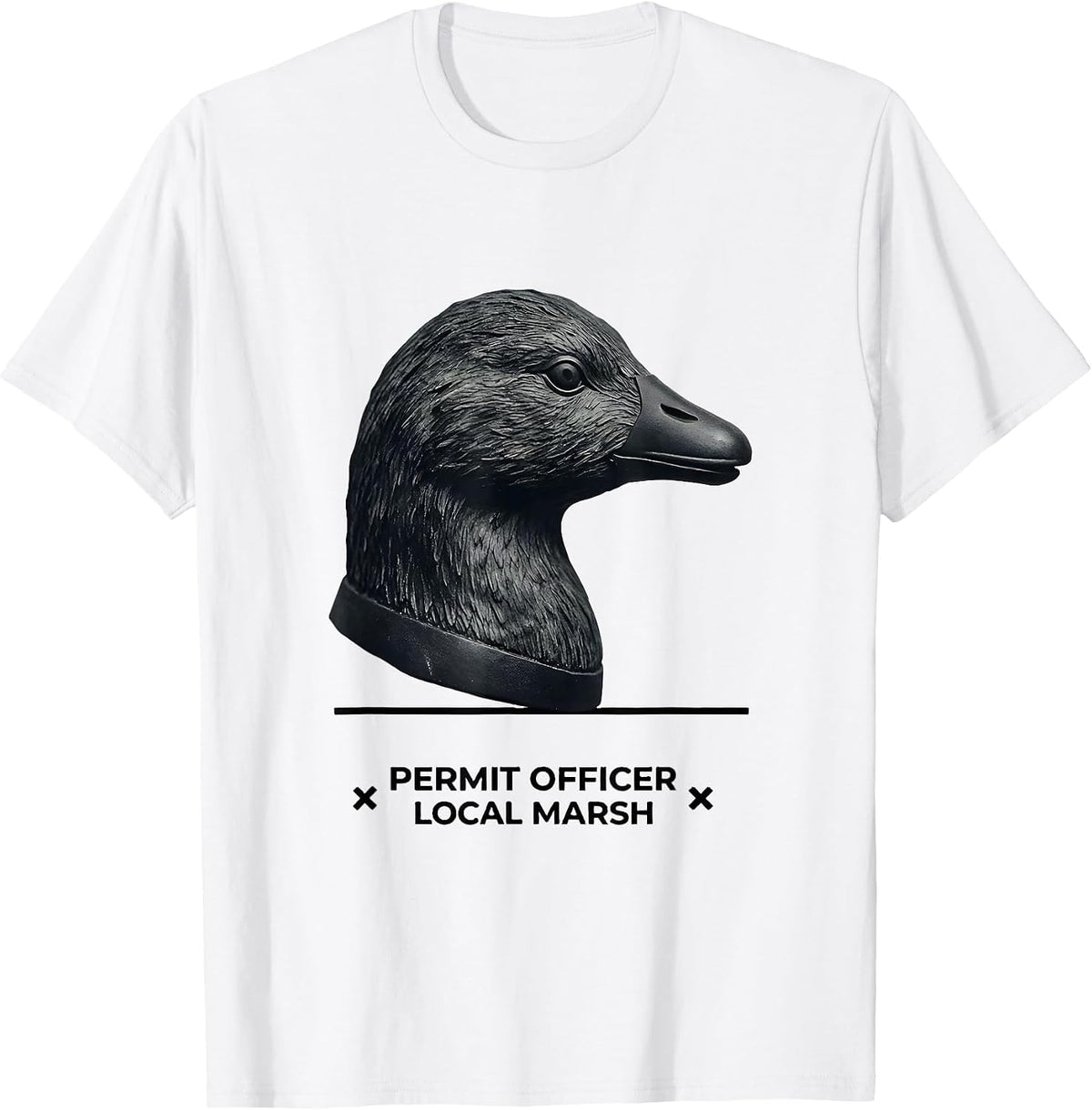 Men's Permit Officer, Local Marsh Funny Duck Hunter Hunting Gift T-Shirt - White