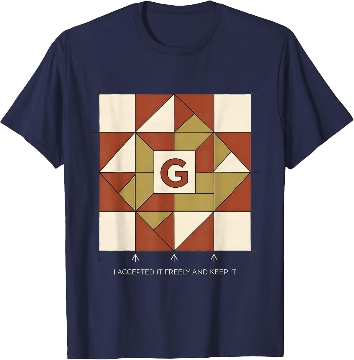 Men's I Accepted It Freely And Keep It Freemason Square T-Shirt - Navy Blue