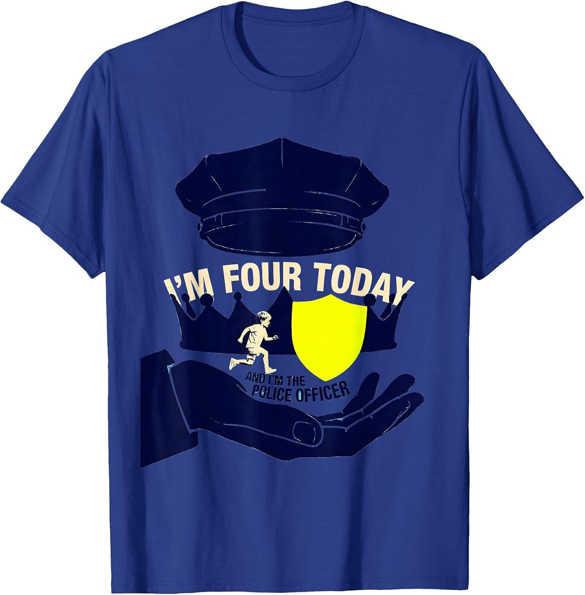 Men's I'm Four Today And I'm The Police Officer Birthday T-Shirt - Royal Blue