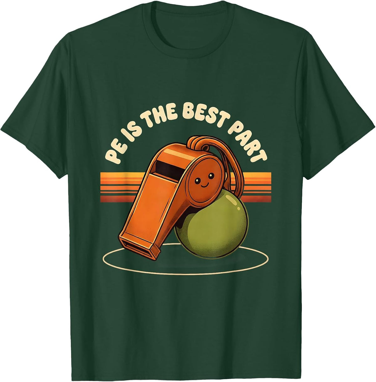 Men's PE Is The Best Part Retro 70s PE Teacher Back To School T-Shirt - Dark Green