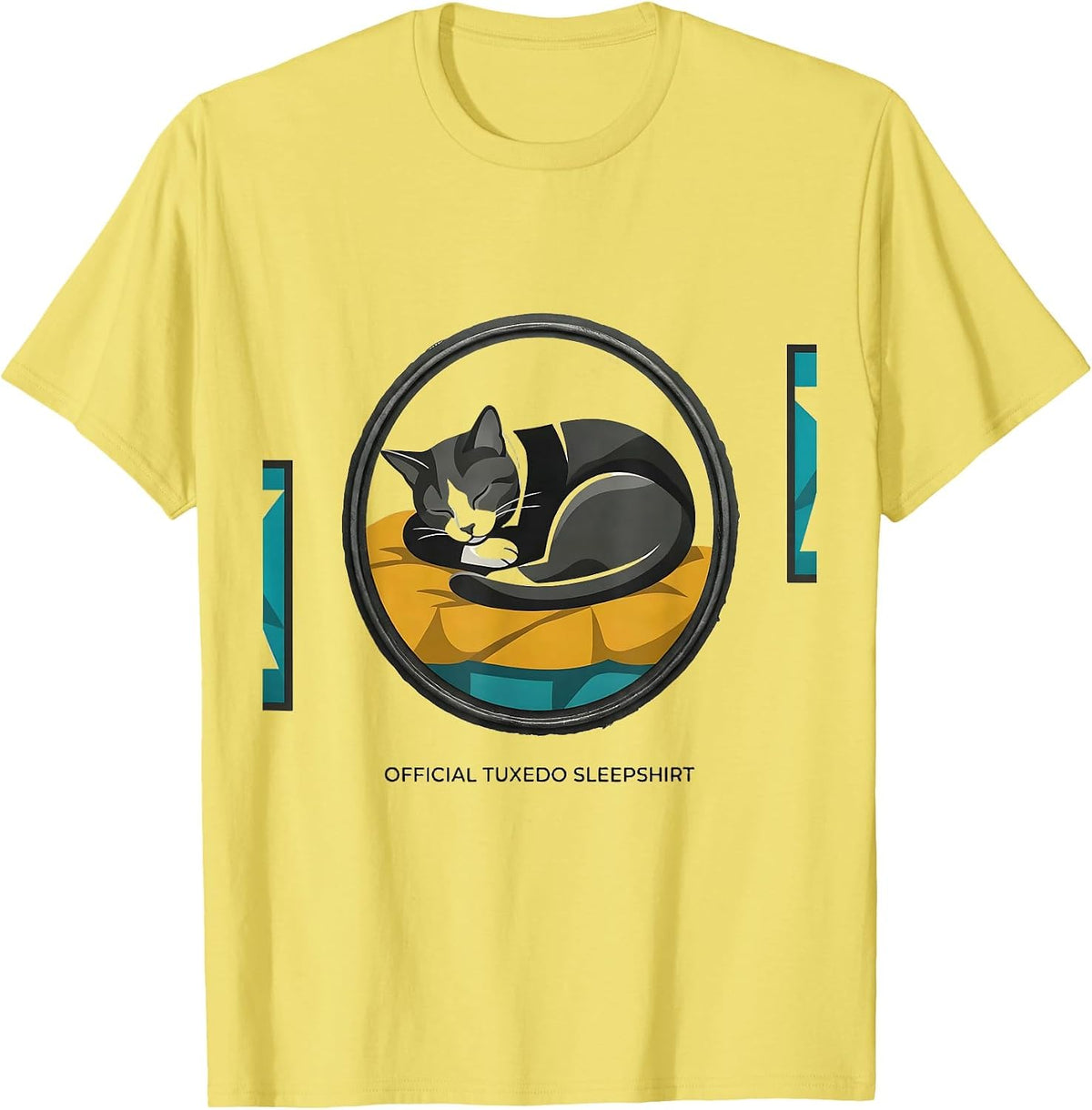 Men's Official Tuxedo Sleepshirt Cute Sleeping Cat Nap Lover T-Shirt - Lemon Yellow