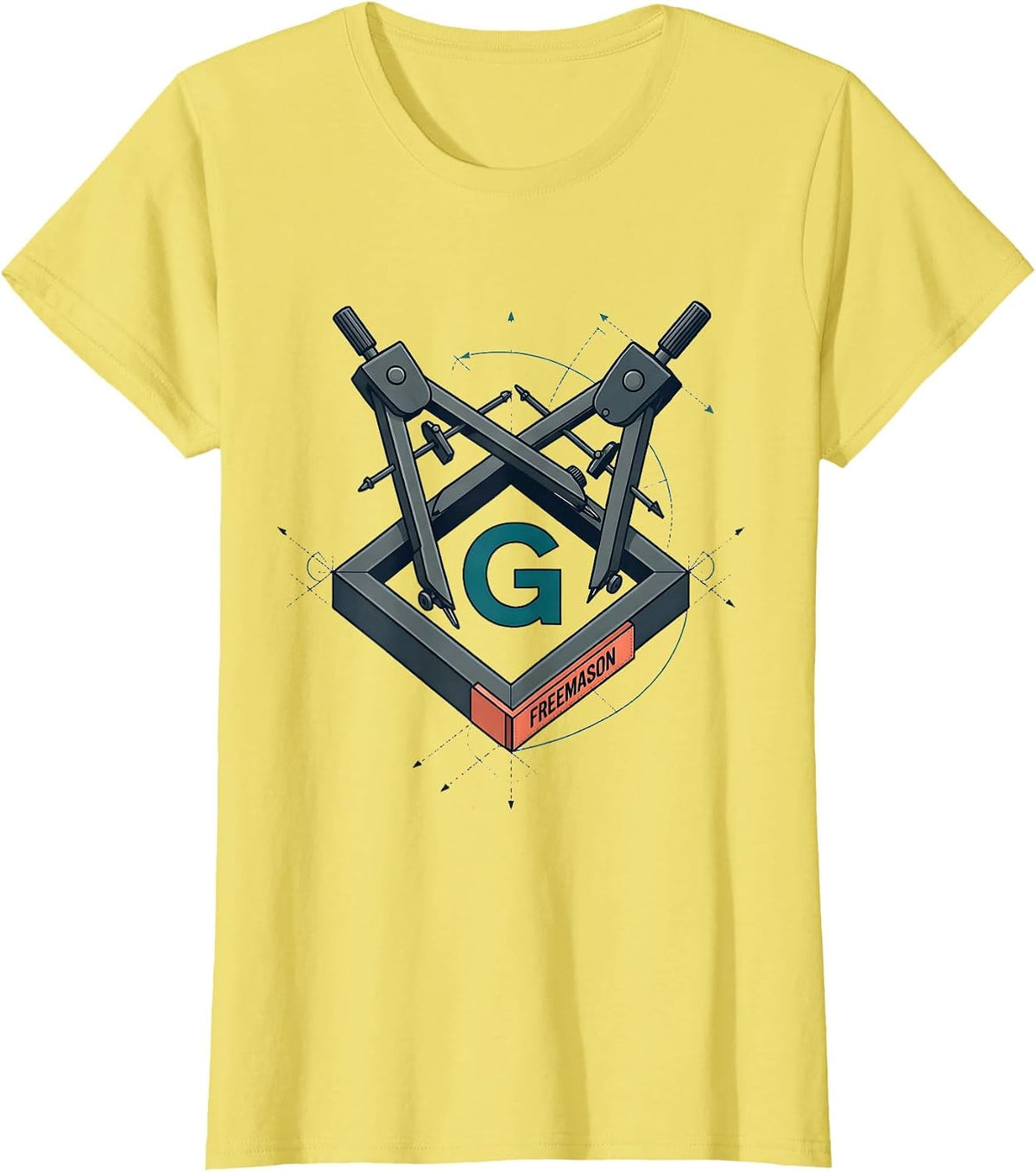 Freemason Square and Compass Fraternal Pride Masonic Gift T-Shirt - Lemon Yellow