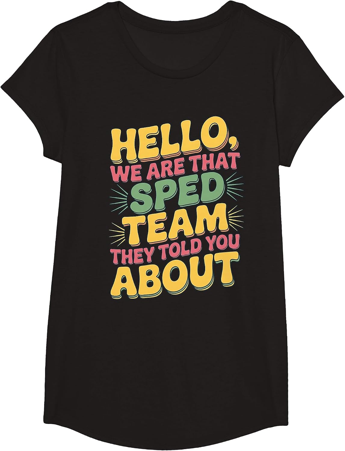 Funny Special Ed Teacher SPED Team Reto Groovy T-Shirt - Girls Black