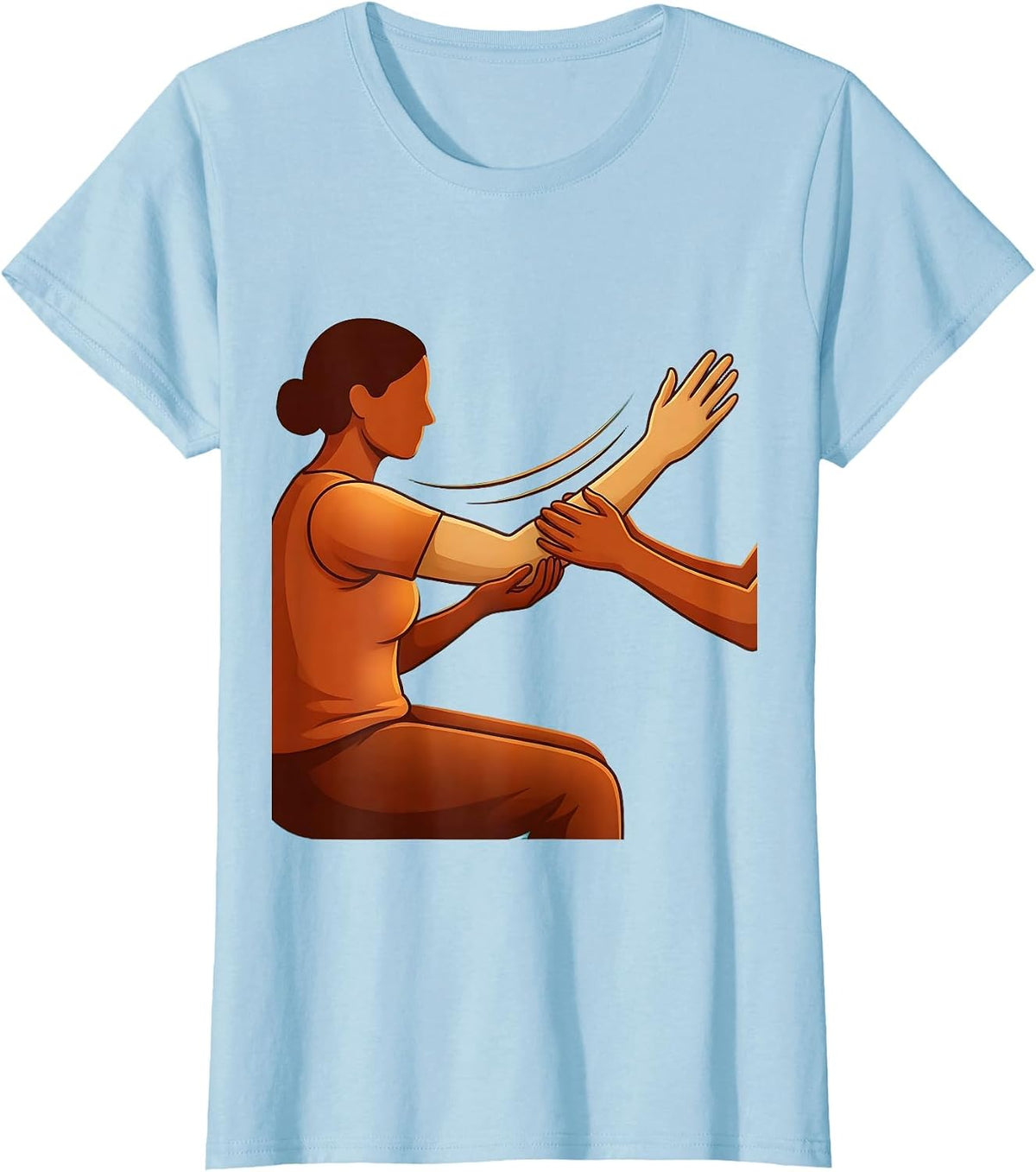 Physical Therapist Patient Arm Stretch Illustration T-Shirt - Baby Blue
