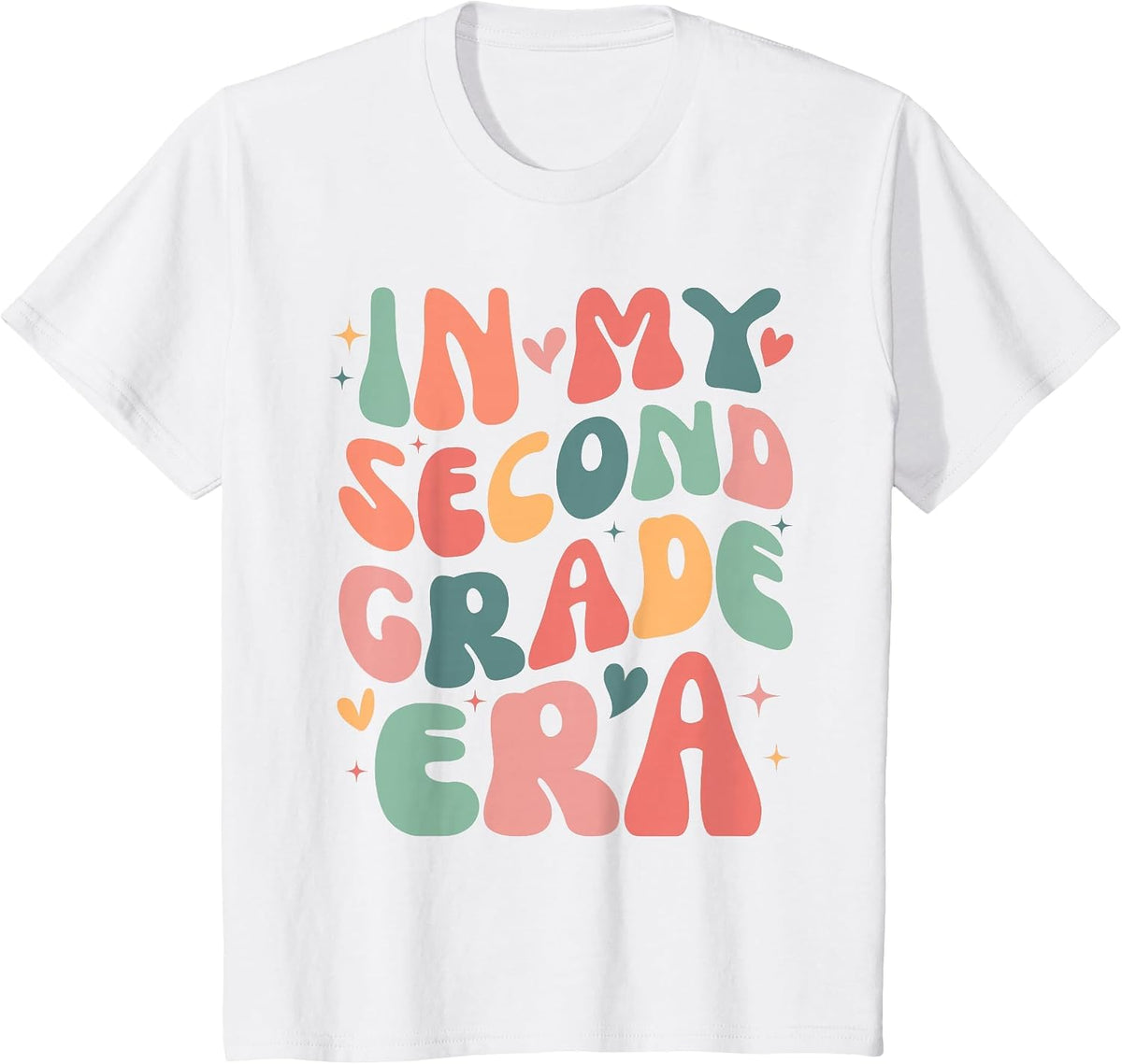 Back to School in My Second Grade Era Groovy Teachers Kids T-Shirt - White