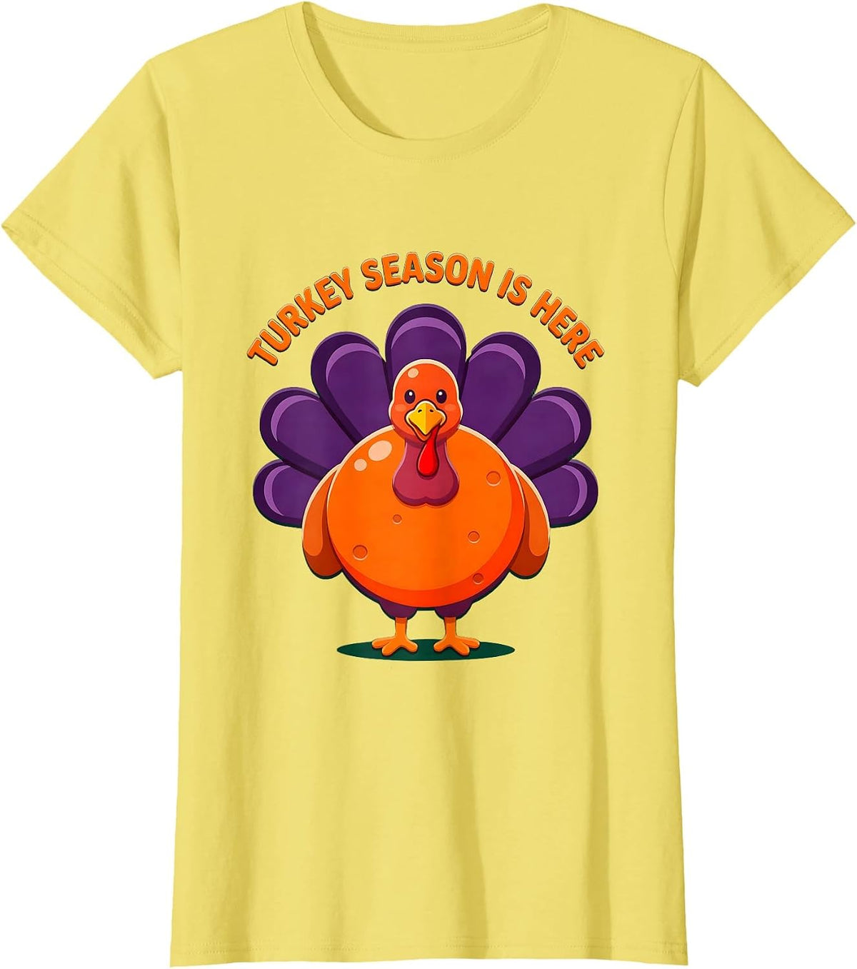Turkey Season Is Here Thanksgiving Hunting Design T-Shirt - Lemon Yellow