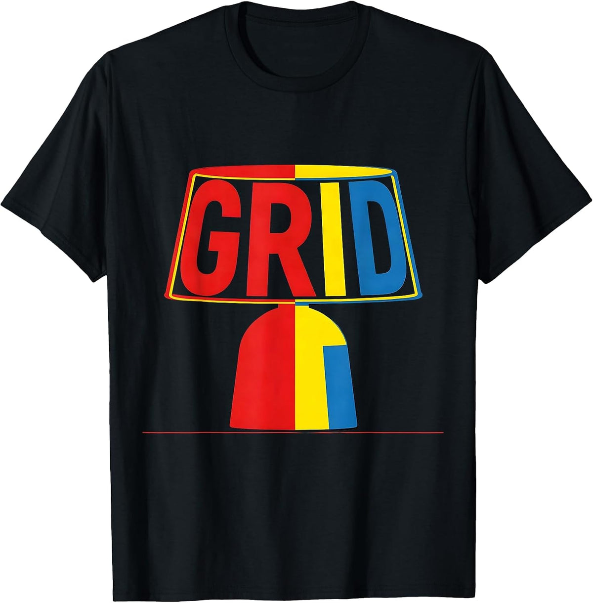 Men's GRID Geometric Bauhaus 100th Anniversary Design Movement T-Shirt - Black