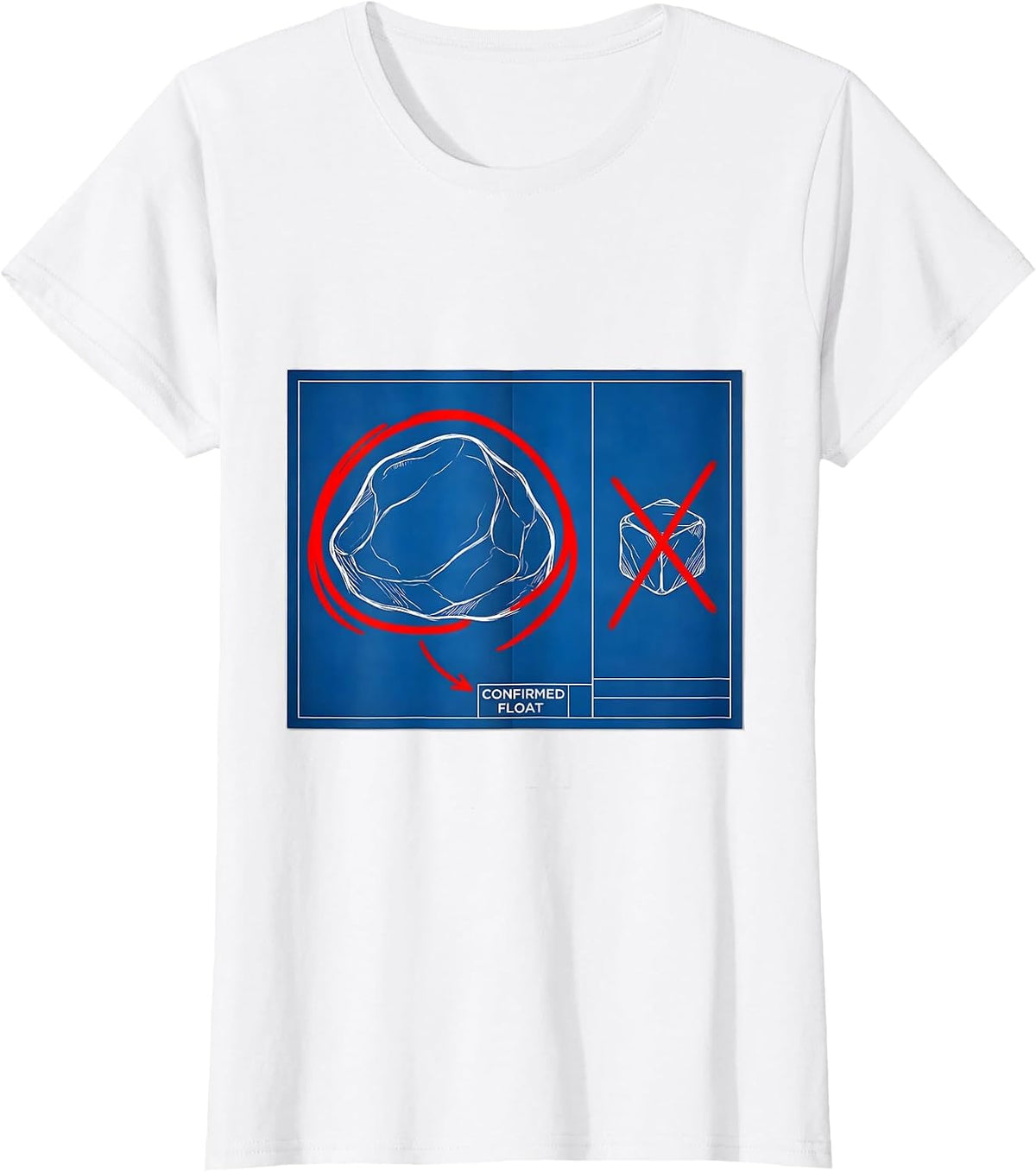 Women's Confirmed Float Technical Blueprint Rock Collector Geology T-Shirt - White