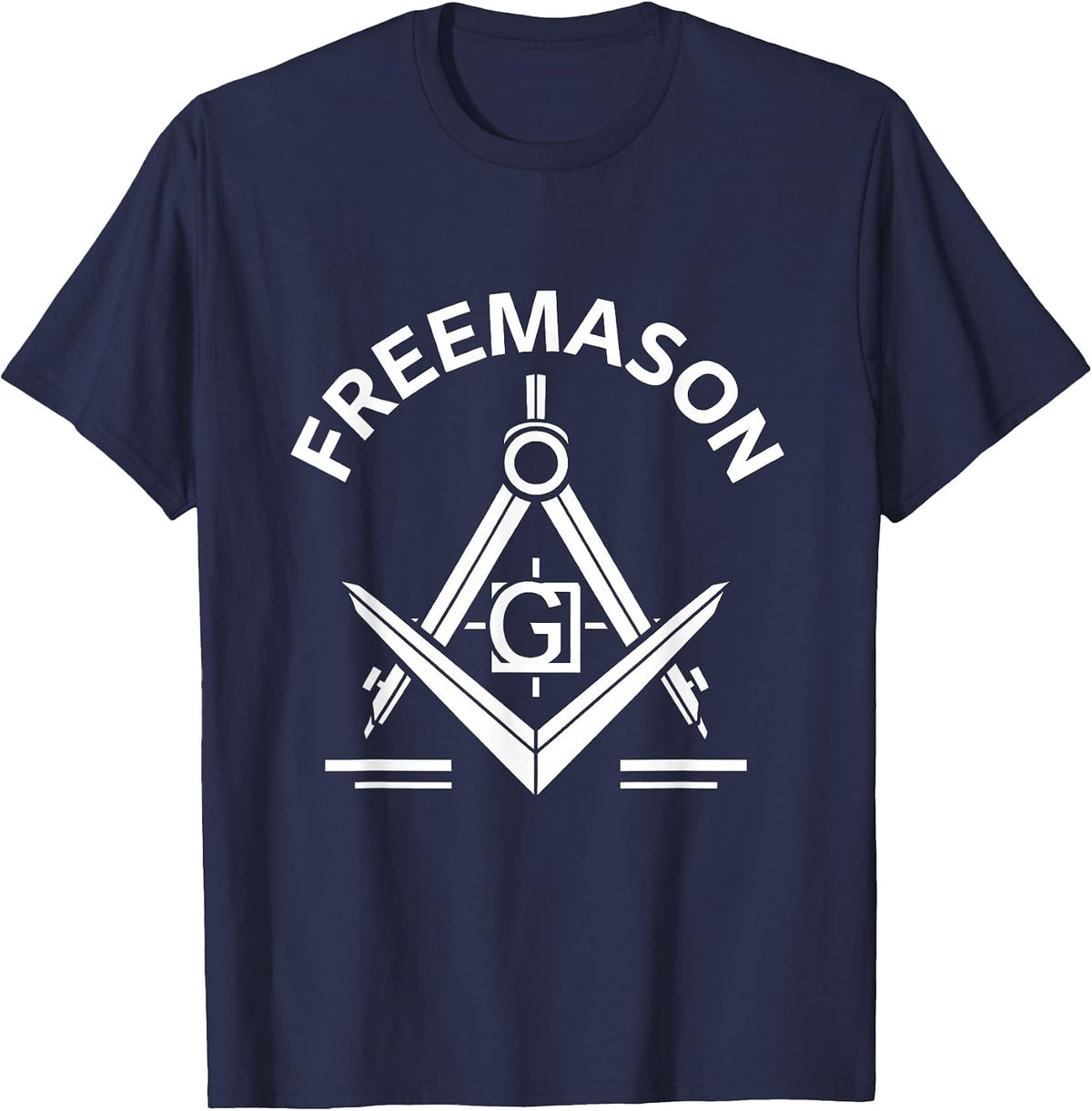 Men's Freemason Monochromatic Square And Compasses Emblem T-Shirt - Navy Blue