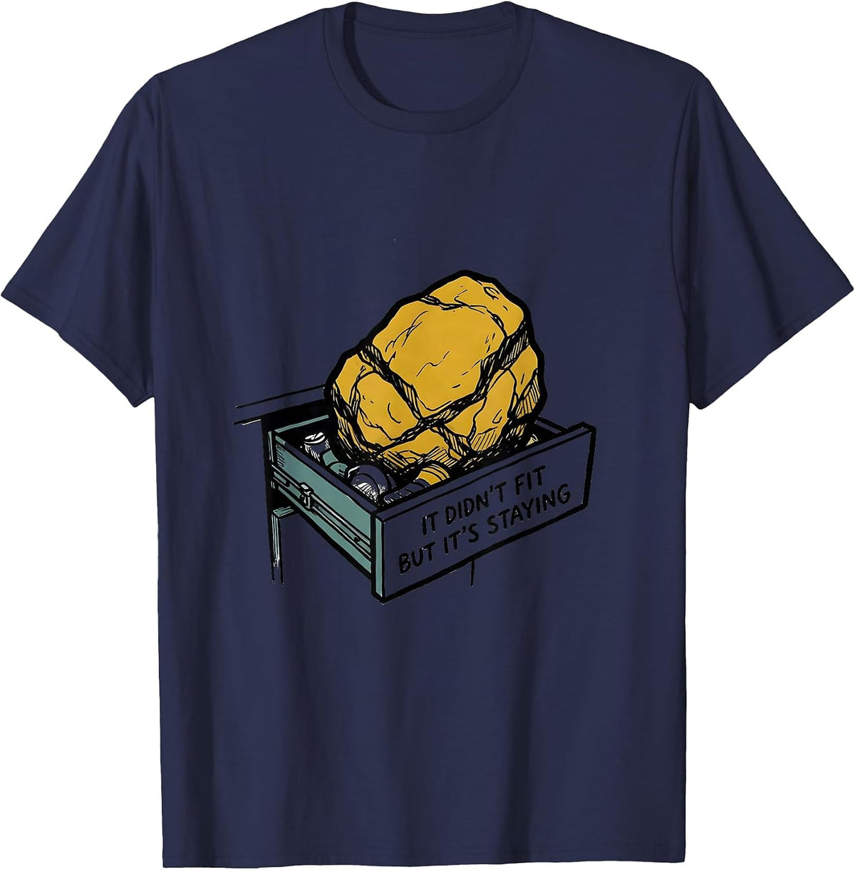 Men's It Didn't Fit, But It's Staying Funny Rock Collector T-Shirt - Navy Blue