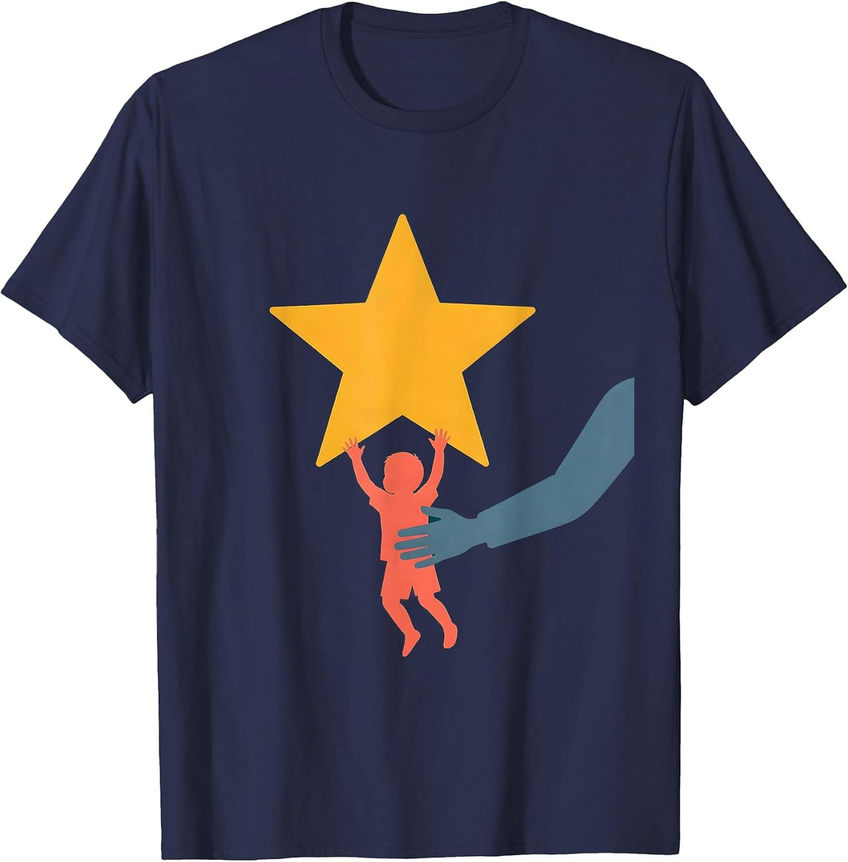 Sped Teacher Reaching for Stars Illustration T-Shirt - Navy Blue