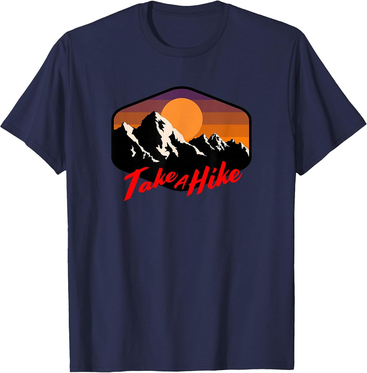 TAKE A Hike Retro Weathered Outdoor Hiking T-Shirt - Navy Blue