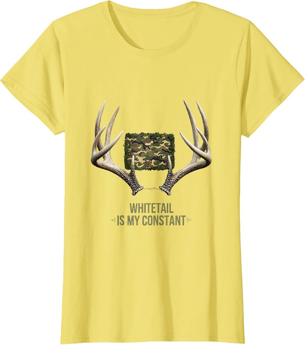 Whitetail Is My Constant Camo Deer Hunting Dad Humor T-Shirt - Lemon Yellow