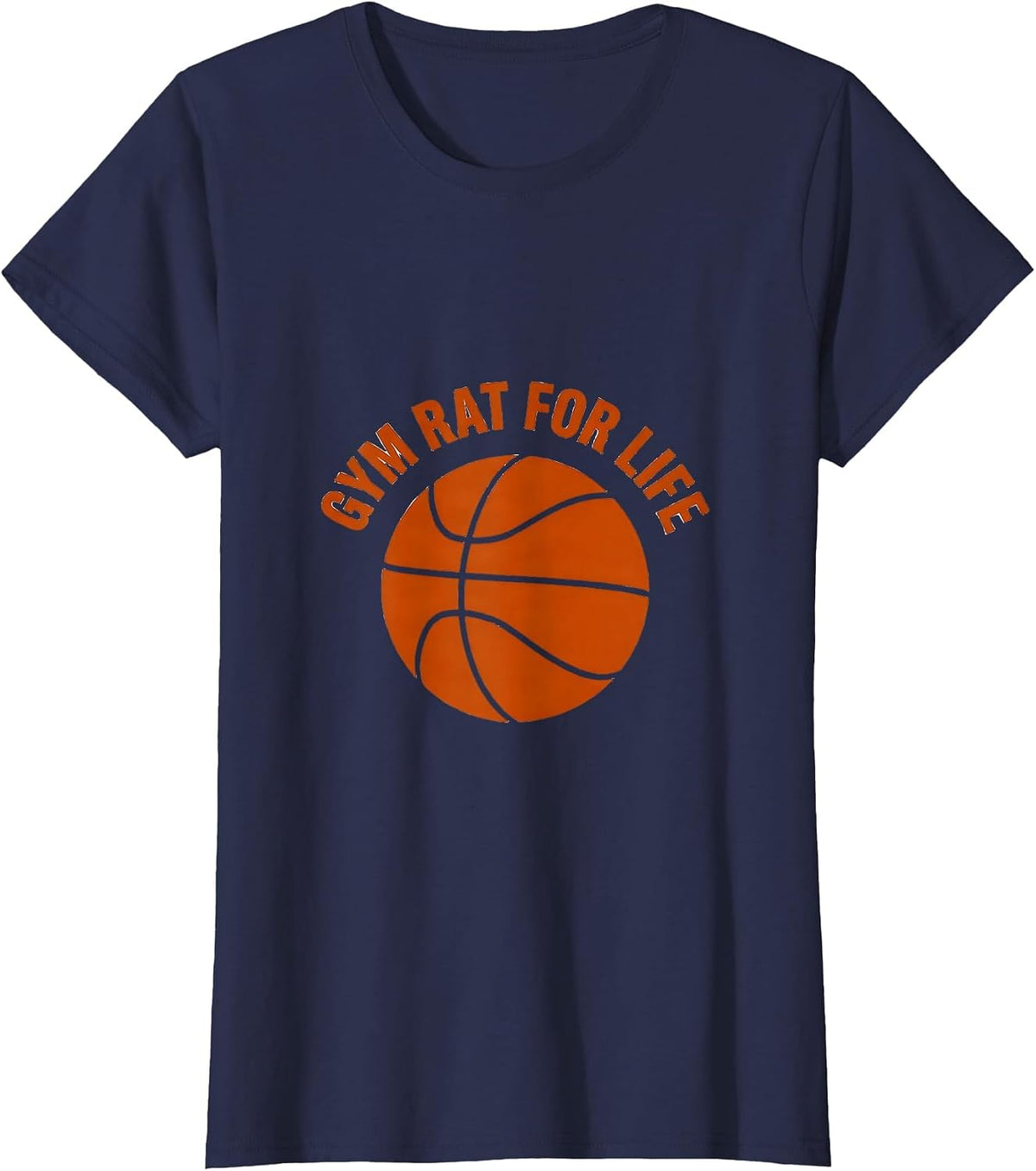 Women's Gym Rat For Life Basketball Graphic Design T-Shirt - Navy Blue