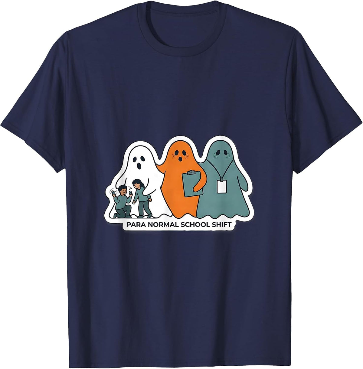 Para Normal School Shift Spooky Paraeducator Halloween T-Shirt - Navy Blue