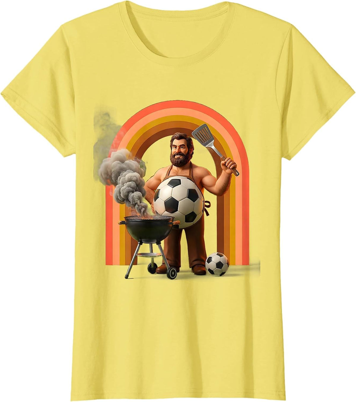 Soccer Dad Grilling Apron Graphic Tee T-Shirt - Lemon Yellow
