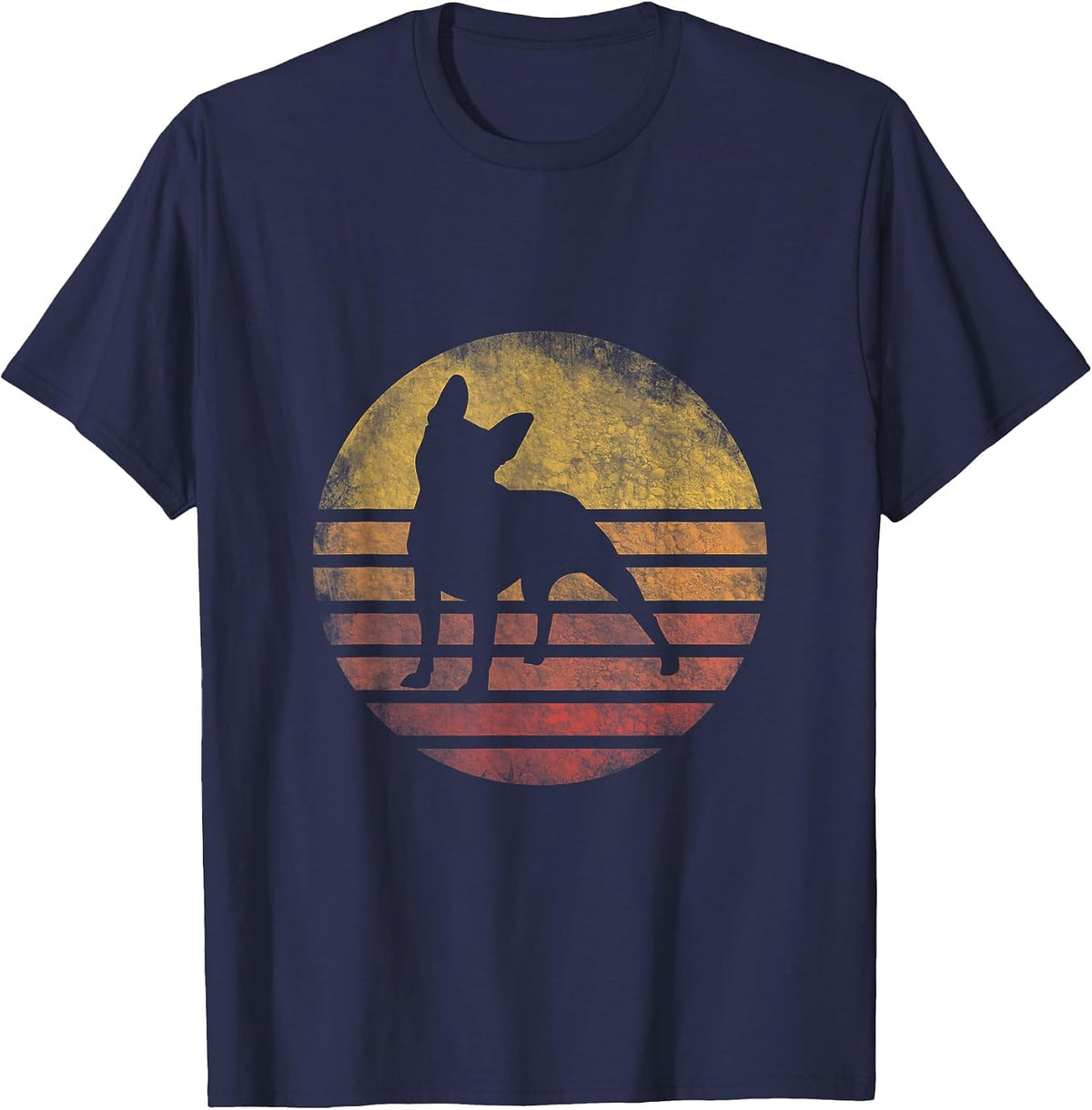 Retro Vintage Boston Terrier Dog Shirt 70s Silhouette Breed T-Shirt - Navy Blue