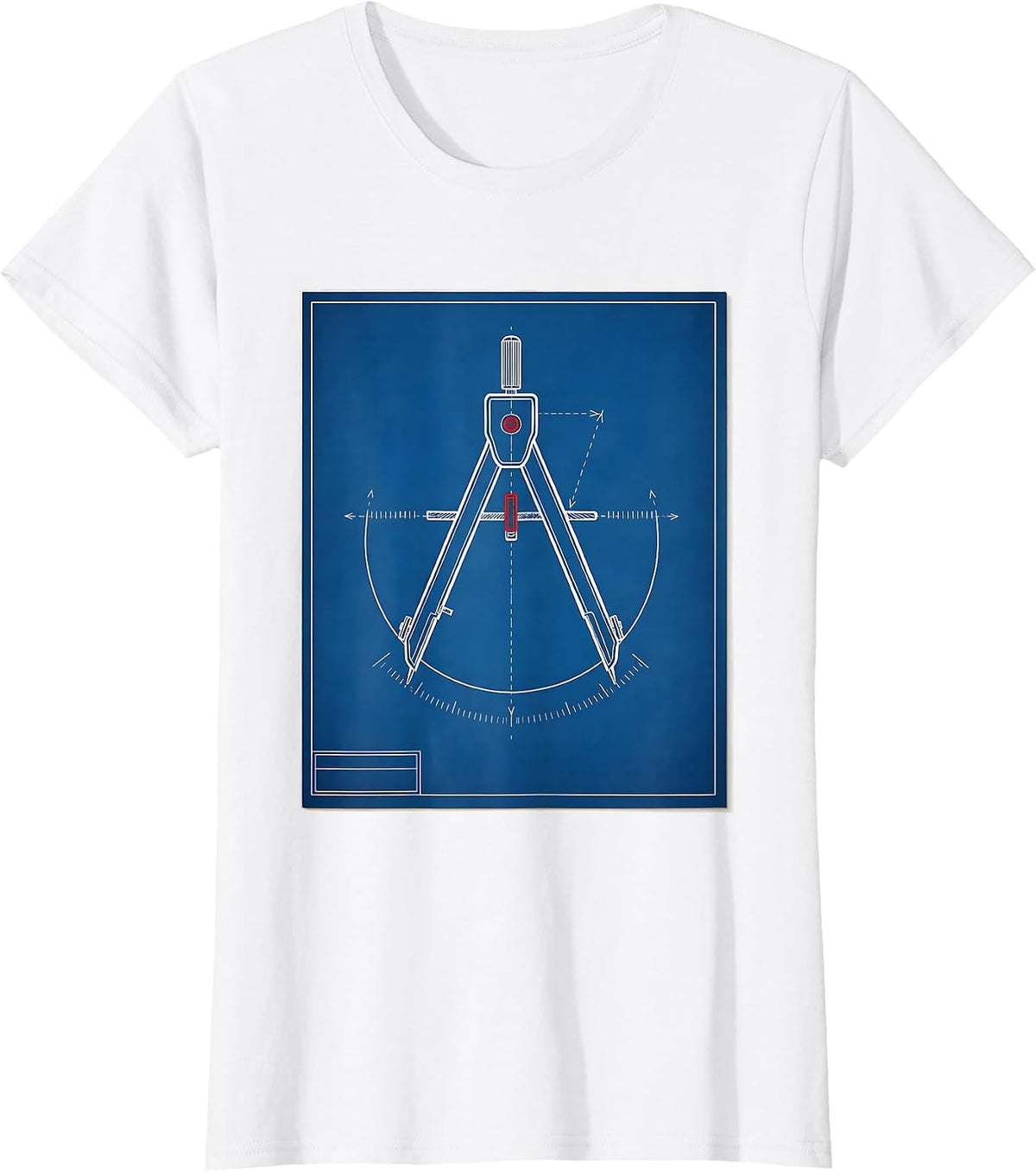 Women's Square and Compass Freemason Technical Blueprint Fraternal T-Shirt - White