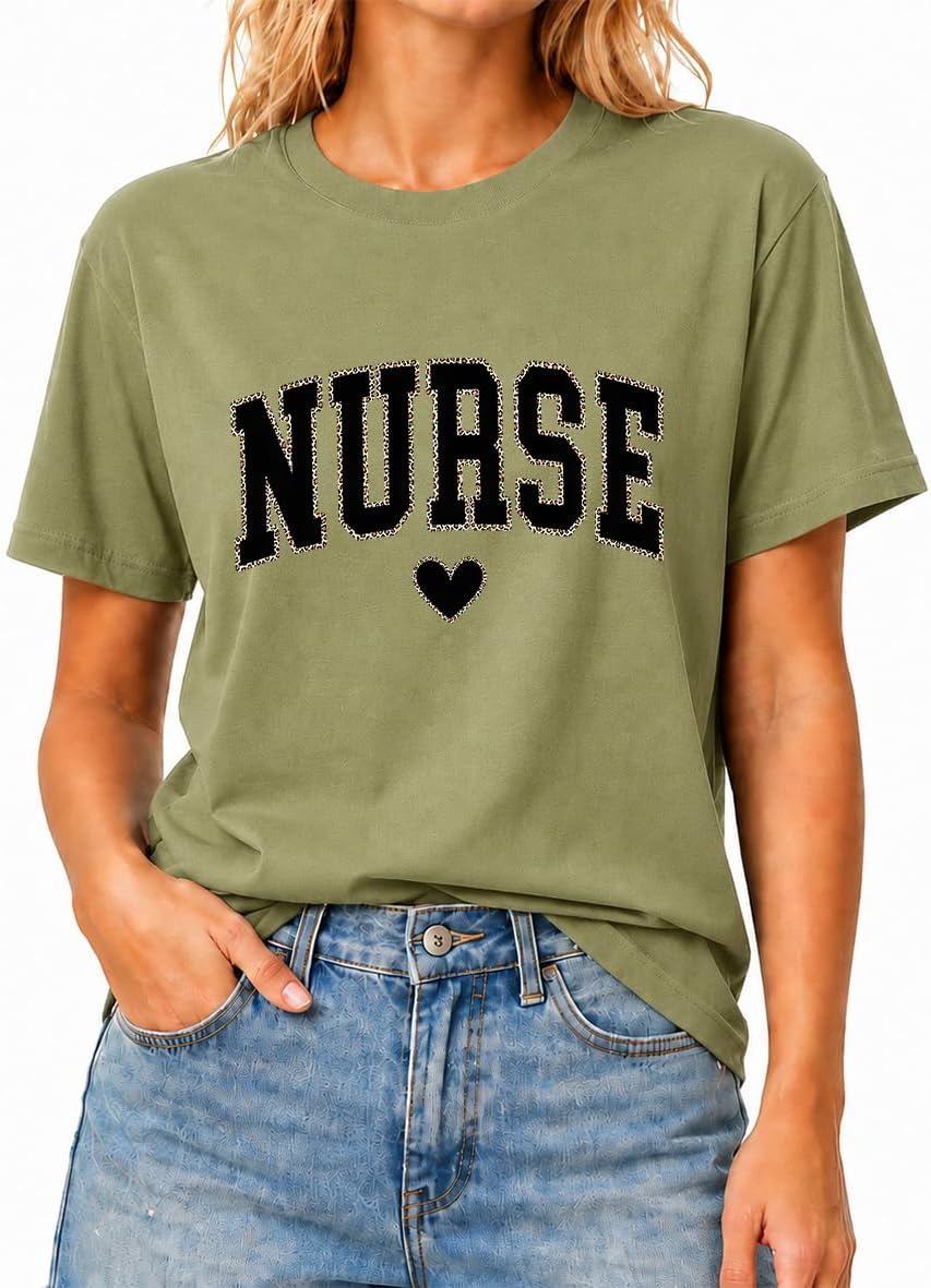 Nurse Shirt School RN Week T-Shirt for Women Nursing Life Gifts Tees - Green Crewneck