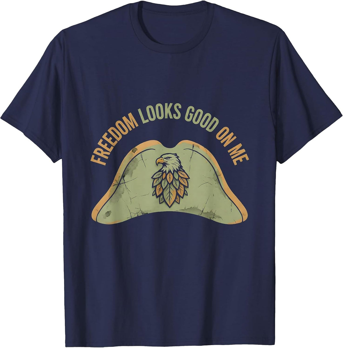 Freedom Looks Good On Me George Washington Design T-Shirt - Navy Blue