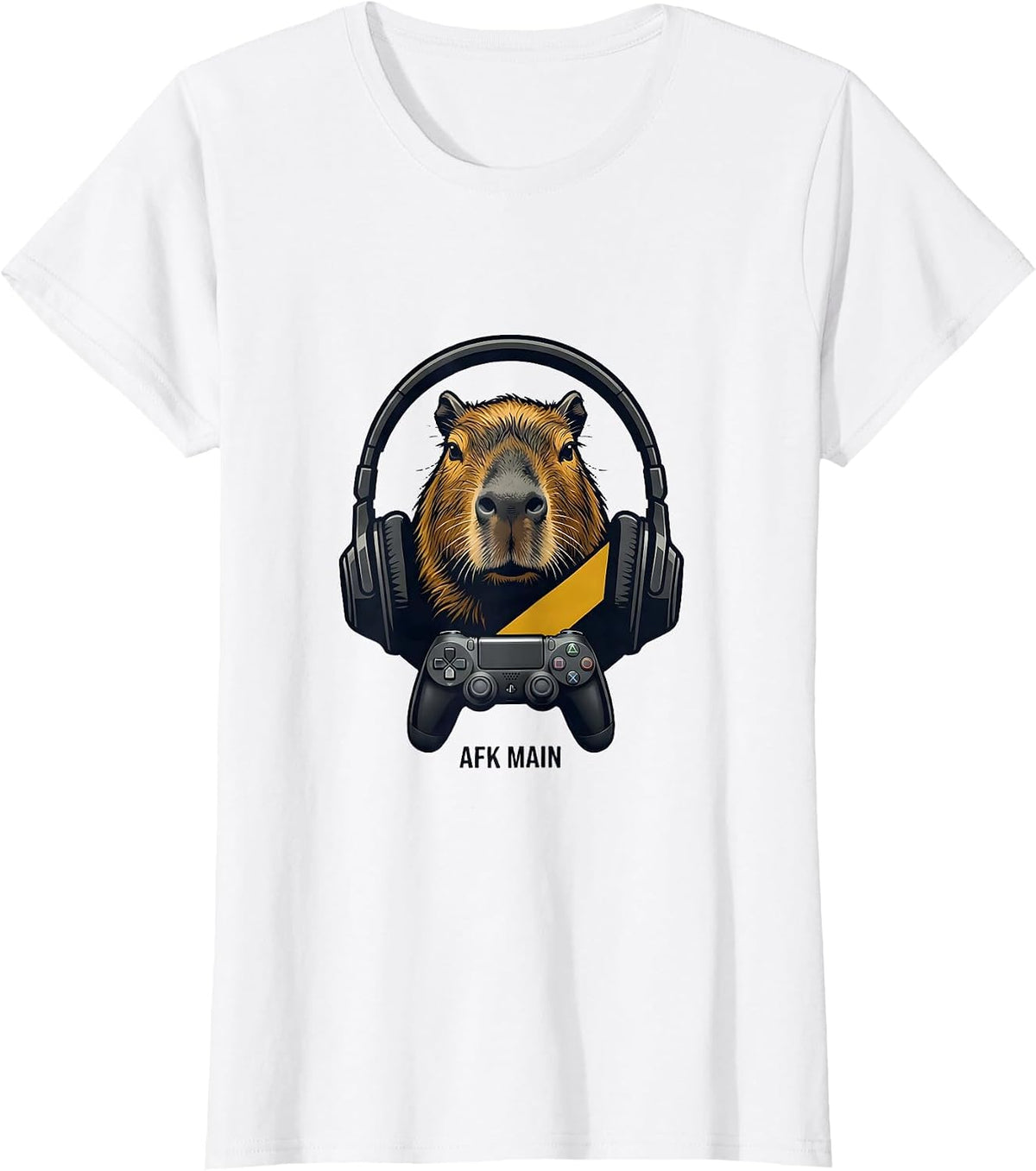 AFK Main Minimalist Capybara Gamer Bruh Meme Humor T-Shirt - White