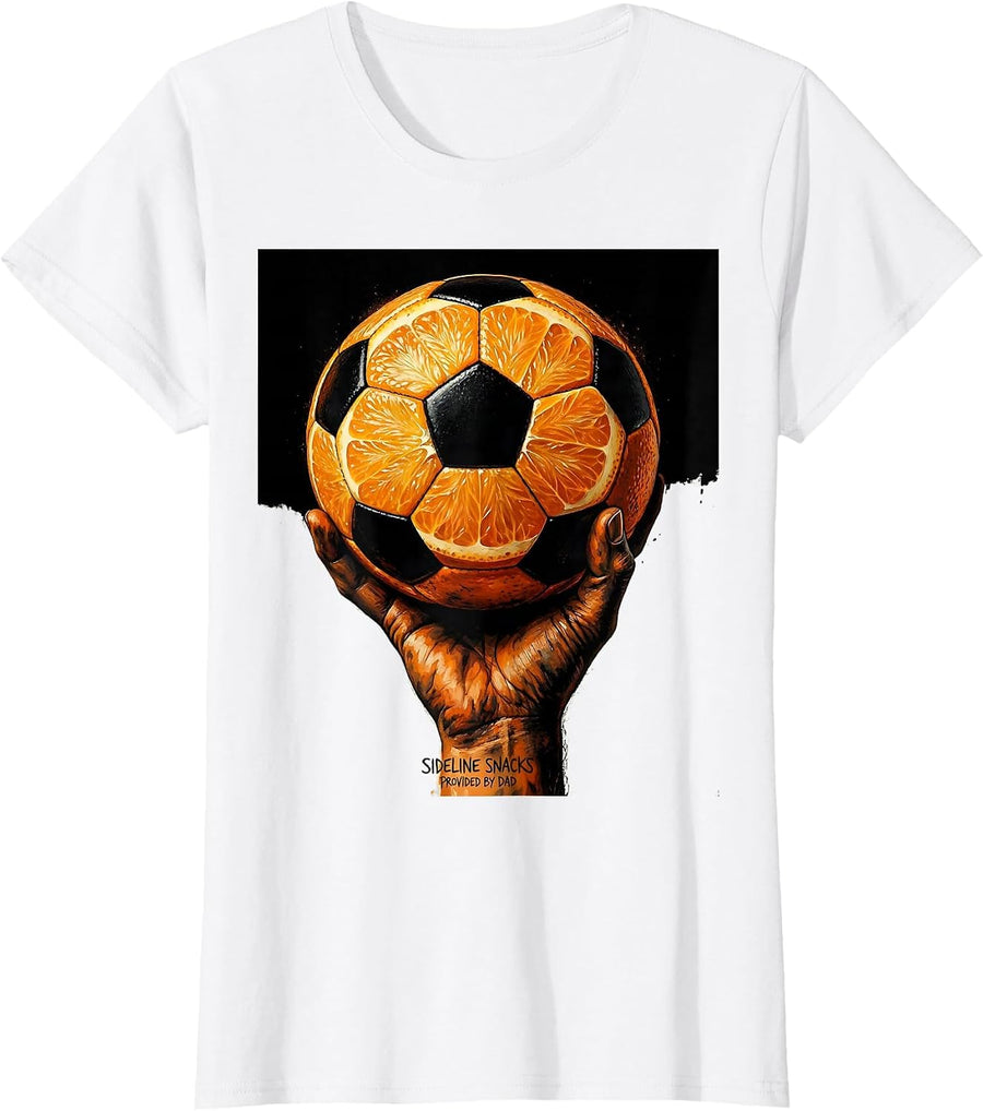 Women's Sideline Snacks Provided By Dad Soccer Design T-Shirt - White