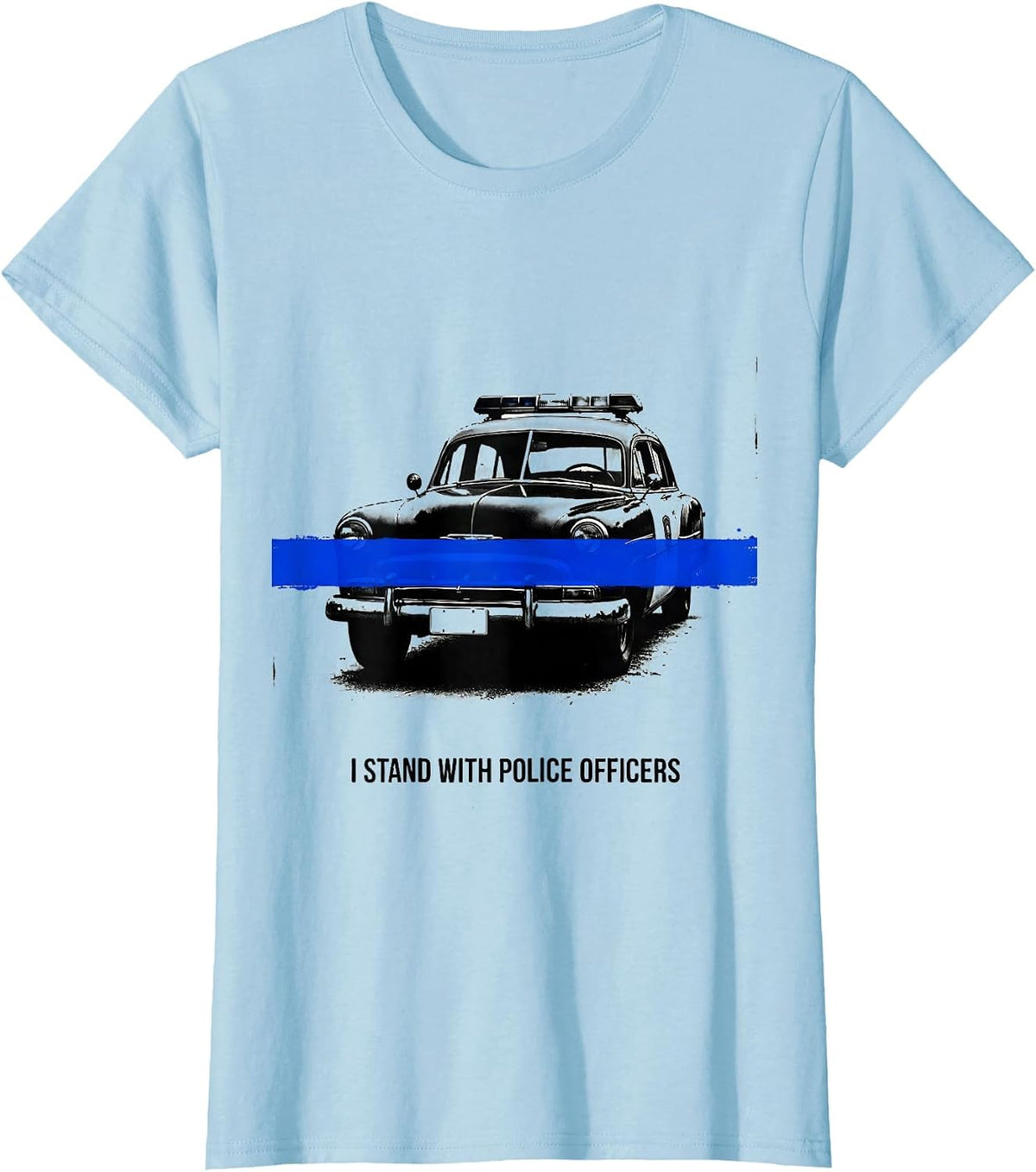 I Stand With Police Officers Vintage Thin Blue Line Support T-Shirt - Baby Blue