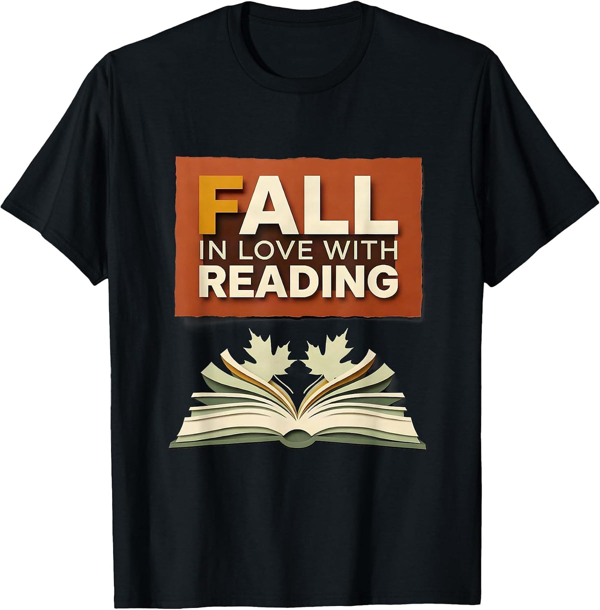 Men's Fall In Love With Reading Cute Teacher Book Lover Autumn T-Shirt - Black