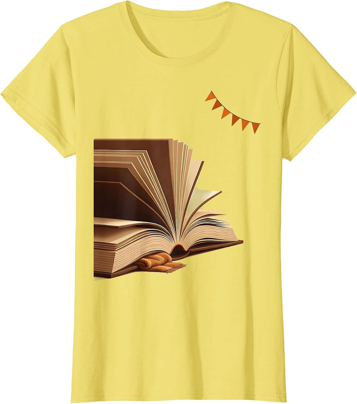 Open Book Fall Reading Teacher Bookworm Cozy Humor T-Shirt - Lemon Yellow